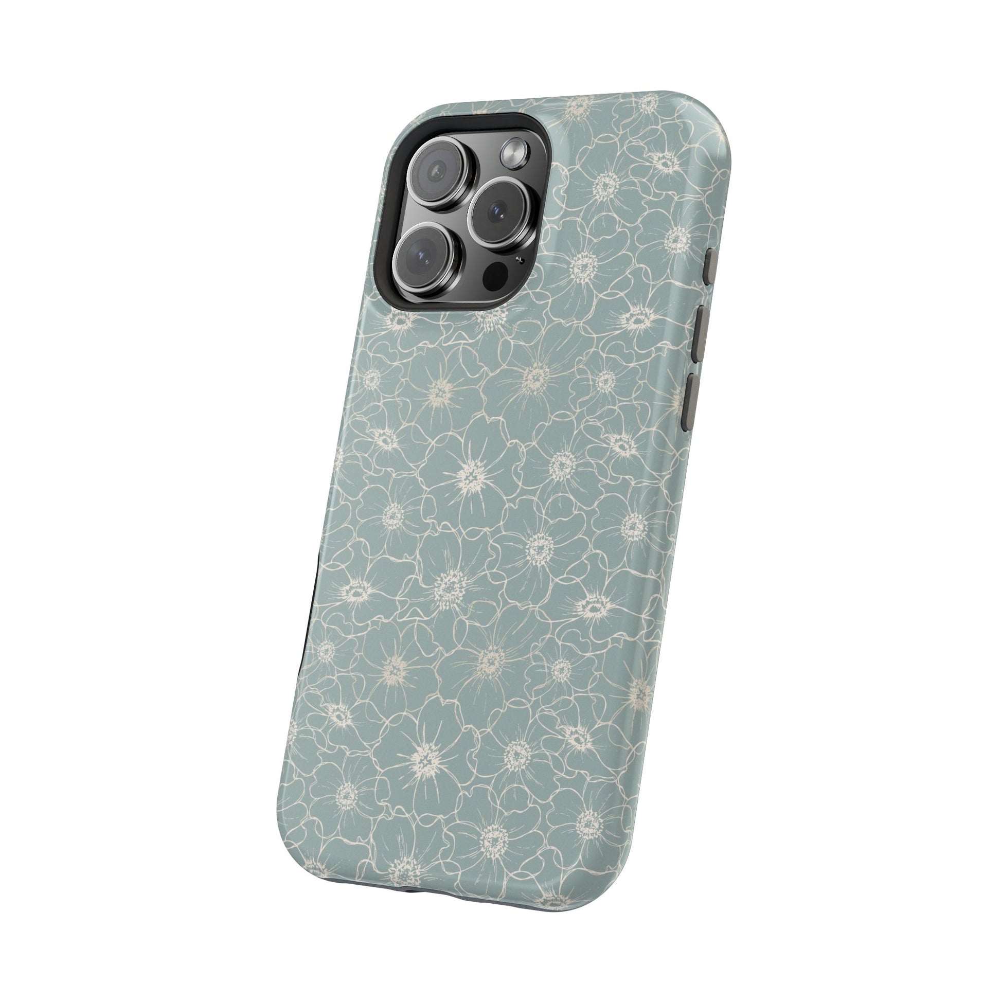 Minimalist Flower Silhouette, Old Blue-  Magsafe Phone Case