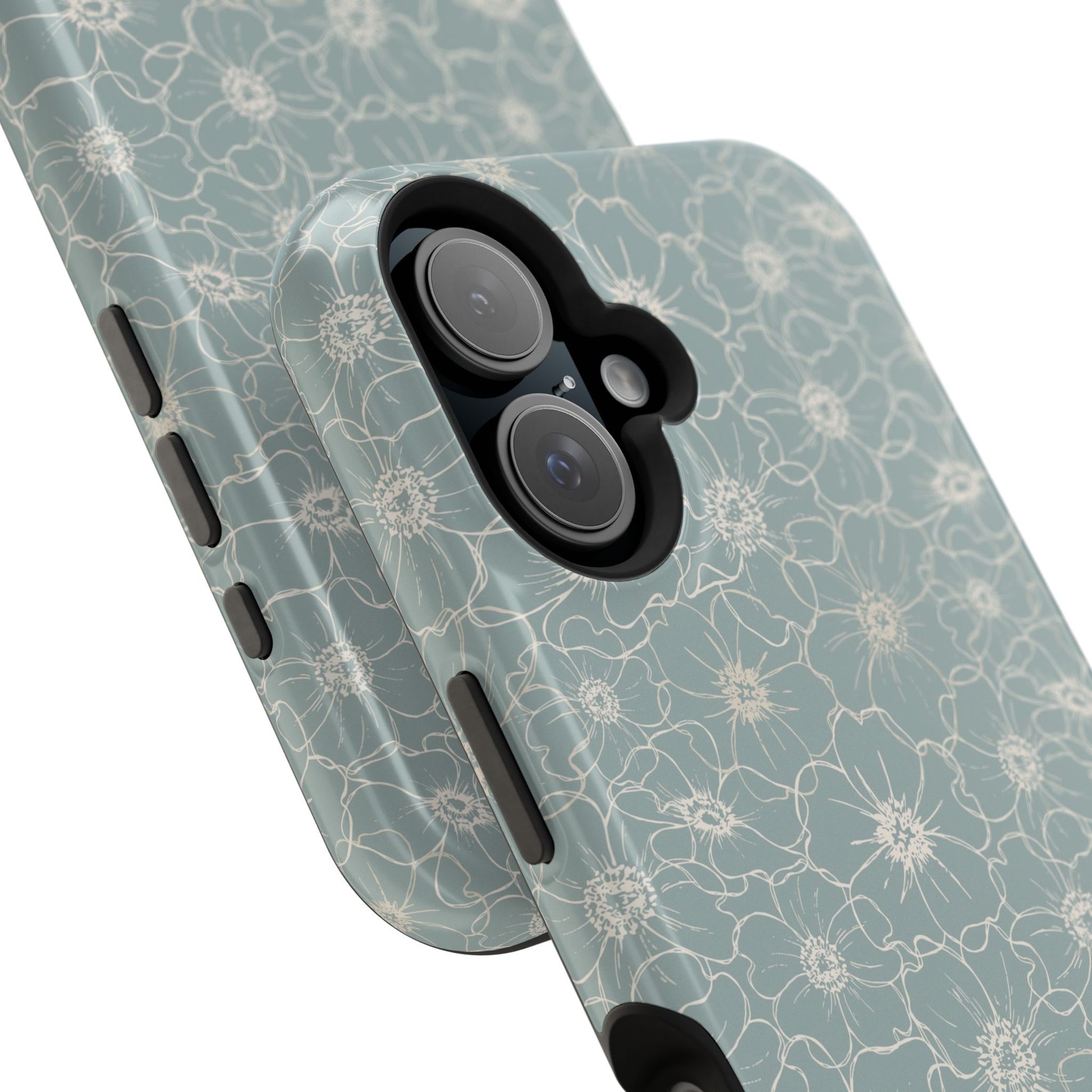 Minimalist Flower Silhouette, Old Blue-  Magsafe Phone Case