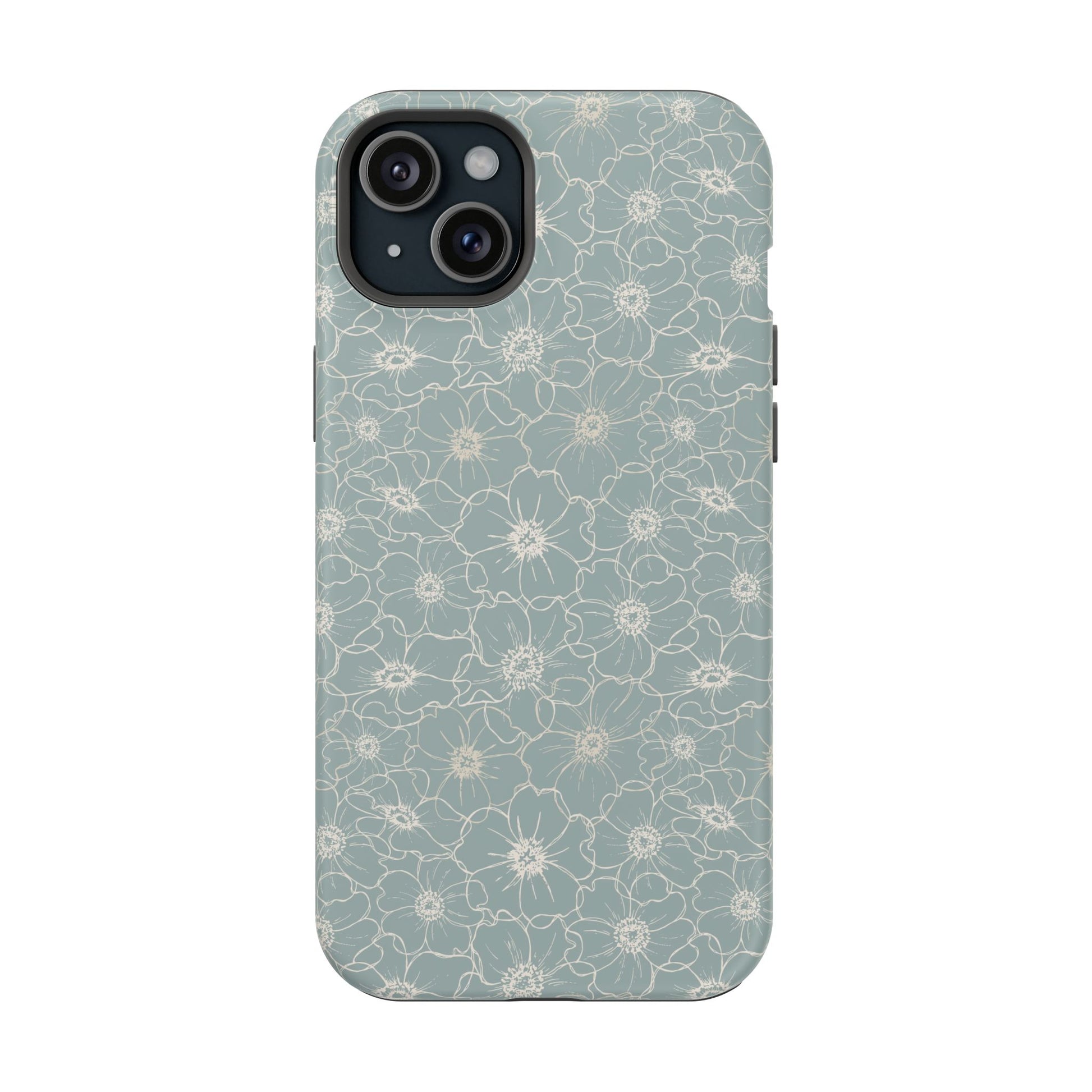 Minimalist Flower Silhouette, Old Blue-  Magsafe Phone Case