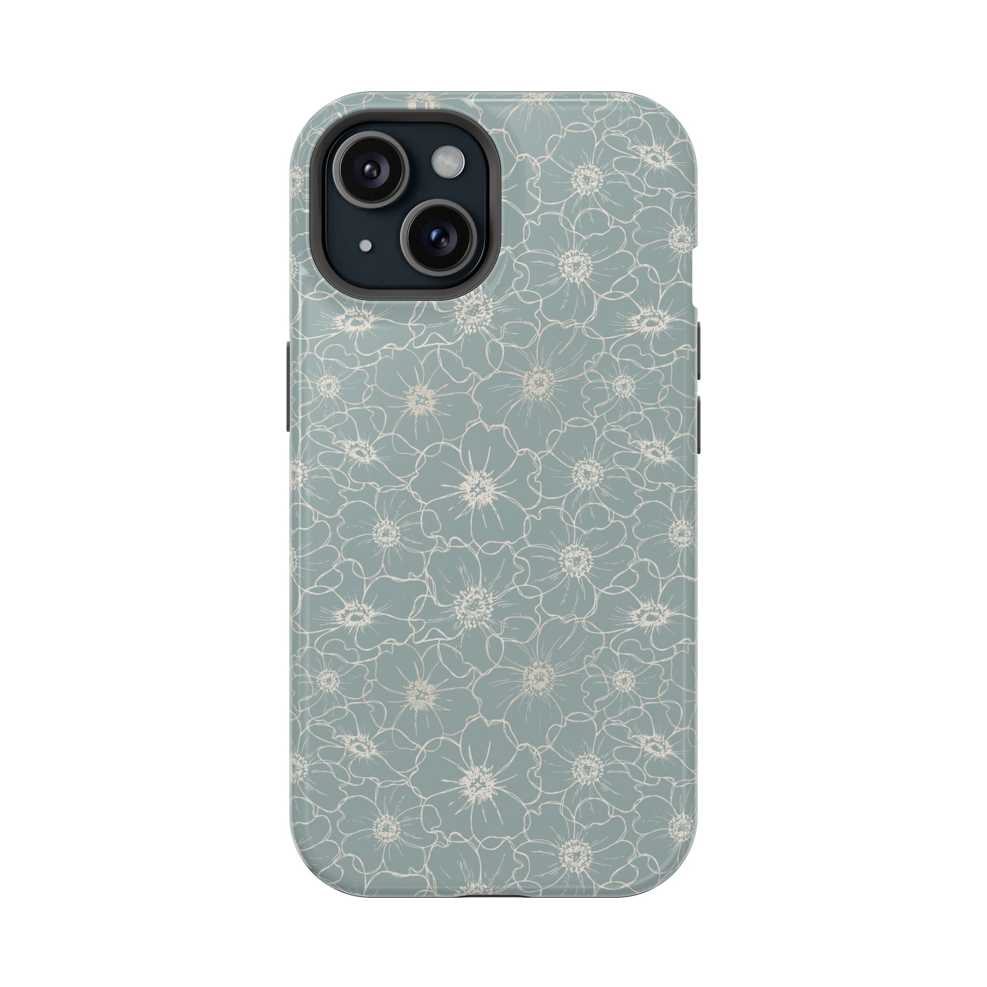 Minimalist Flower Silhouette, Old Blue-  Magsafe Phone Case