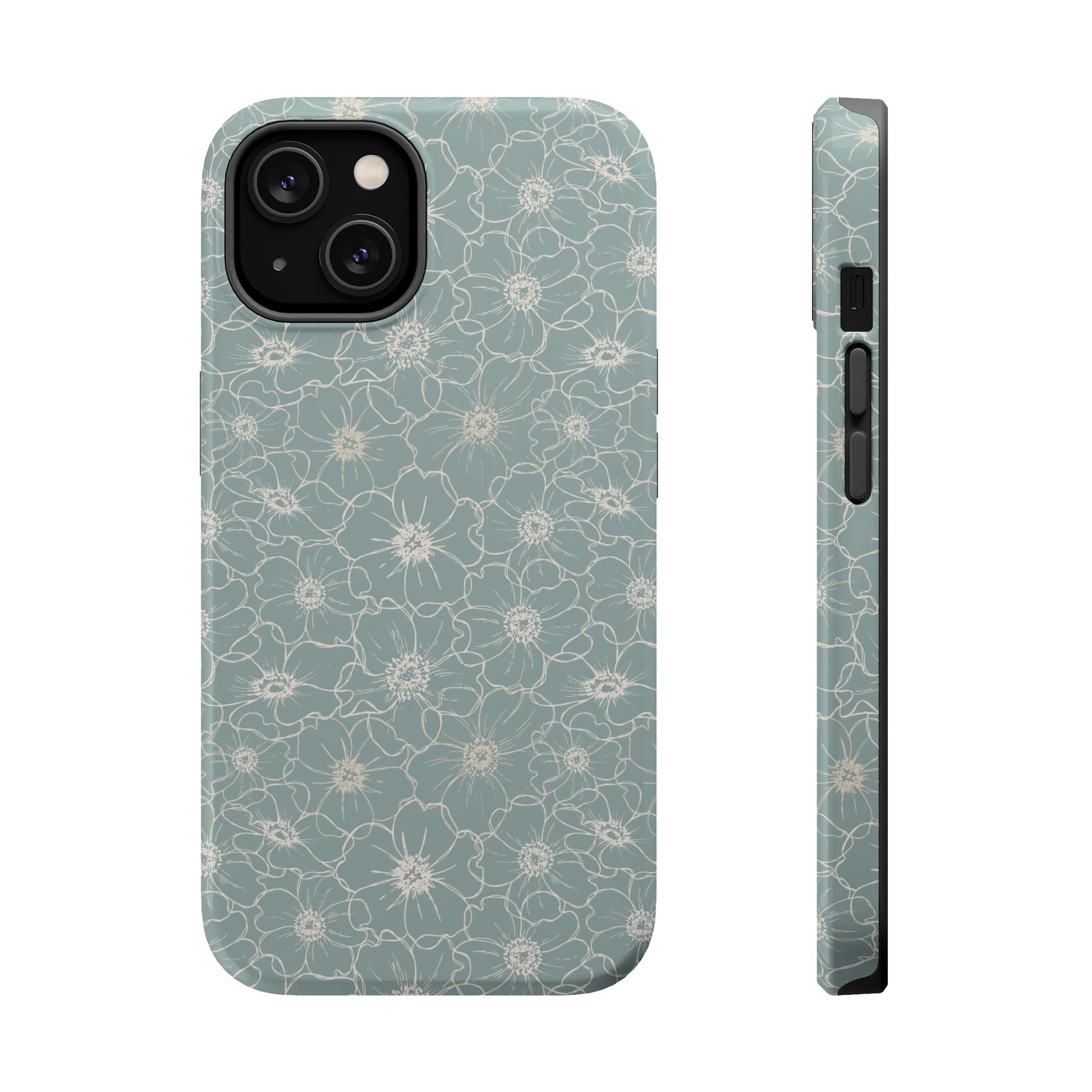 Minimalist Flower Silhouette, Old Blue-  Magsafe Phone Case