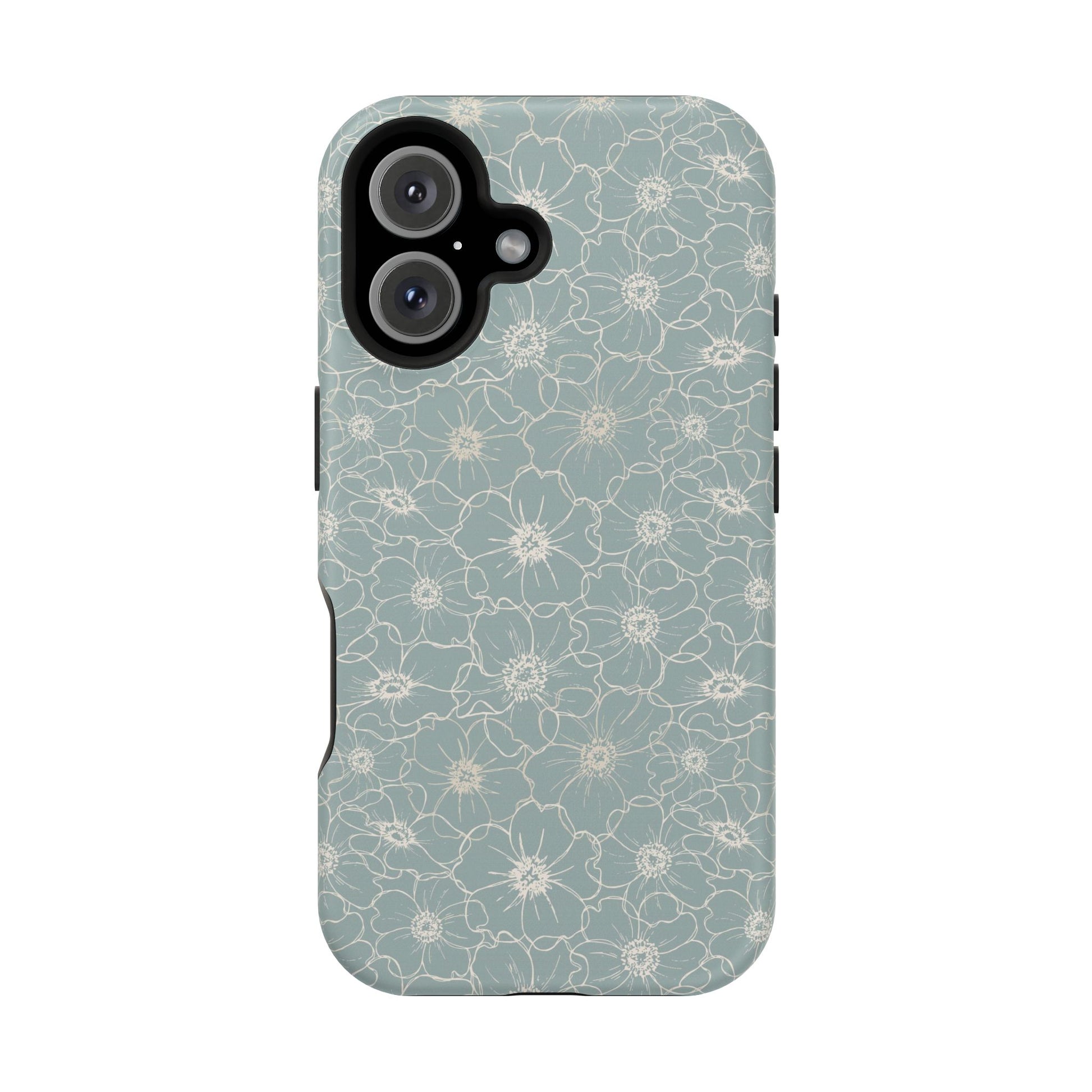 Minimalist Flower Silhouette, Old Blue-  Magsafe Phone Case