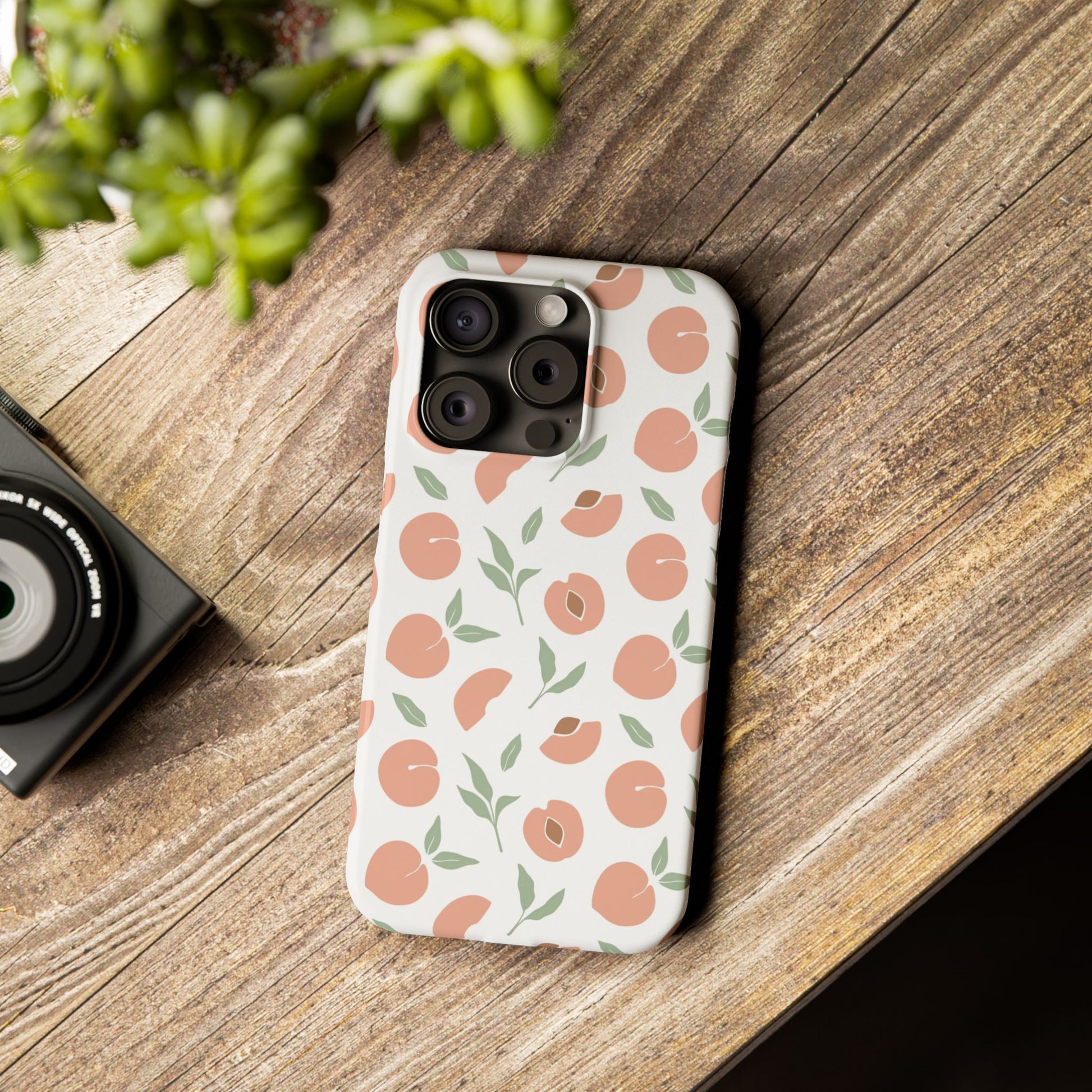 Peach Fruit Minimalist Design-  Slim Phone Case