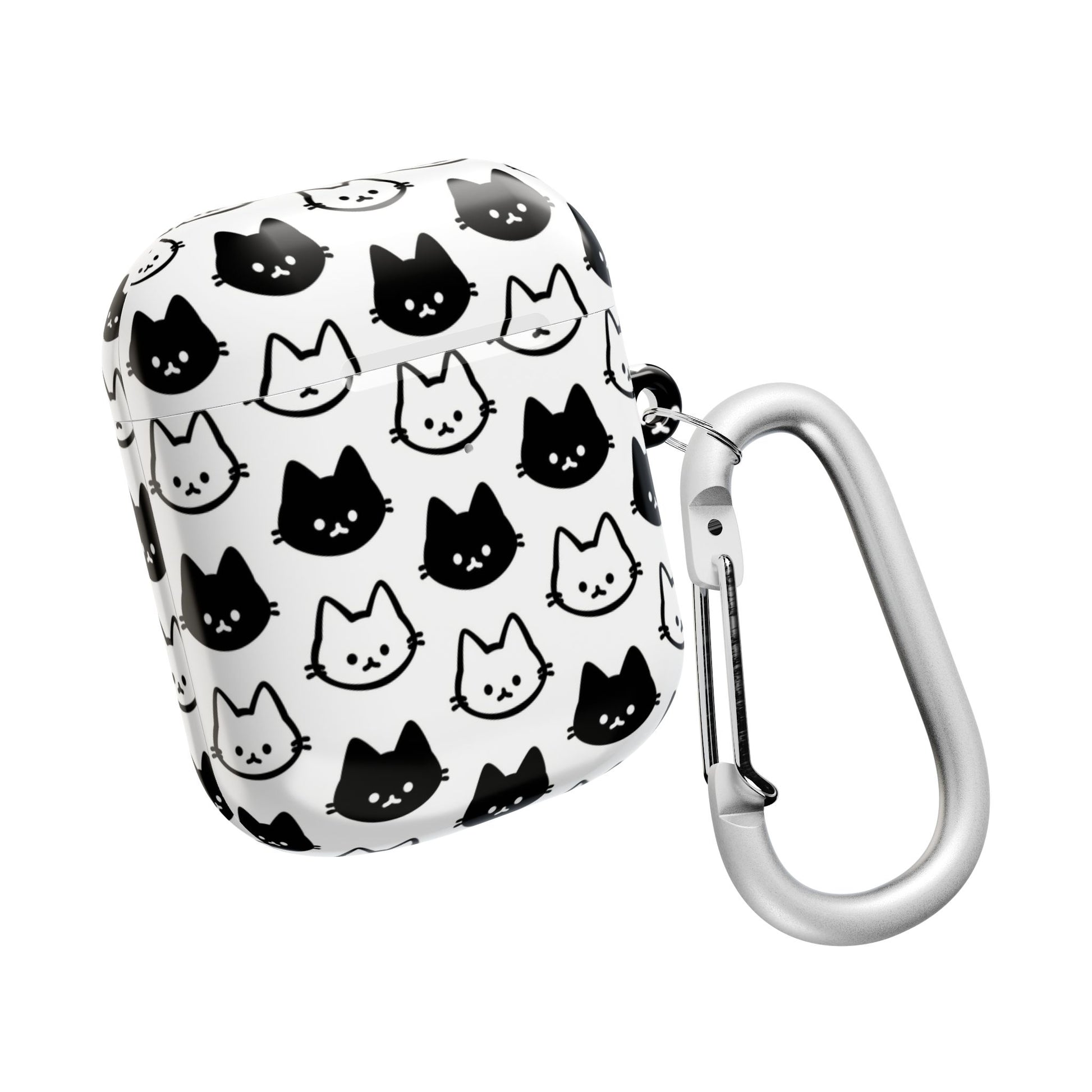 Cute Black & White Cat Faces for Cat Lovers - AirPods Case