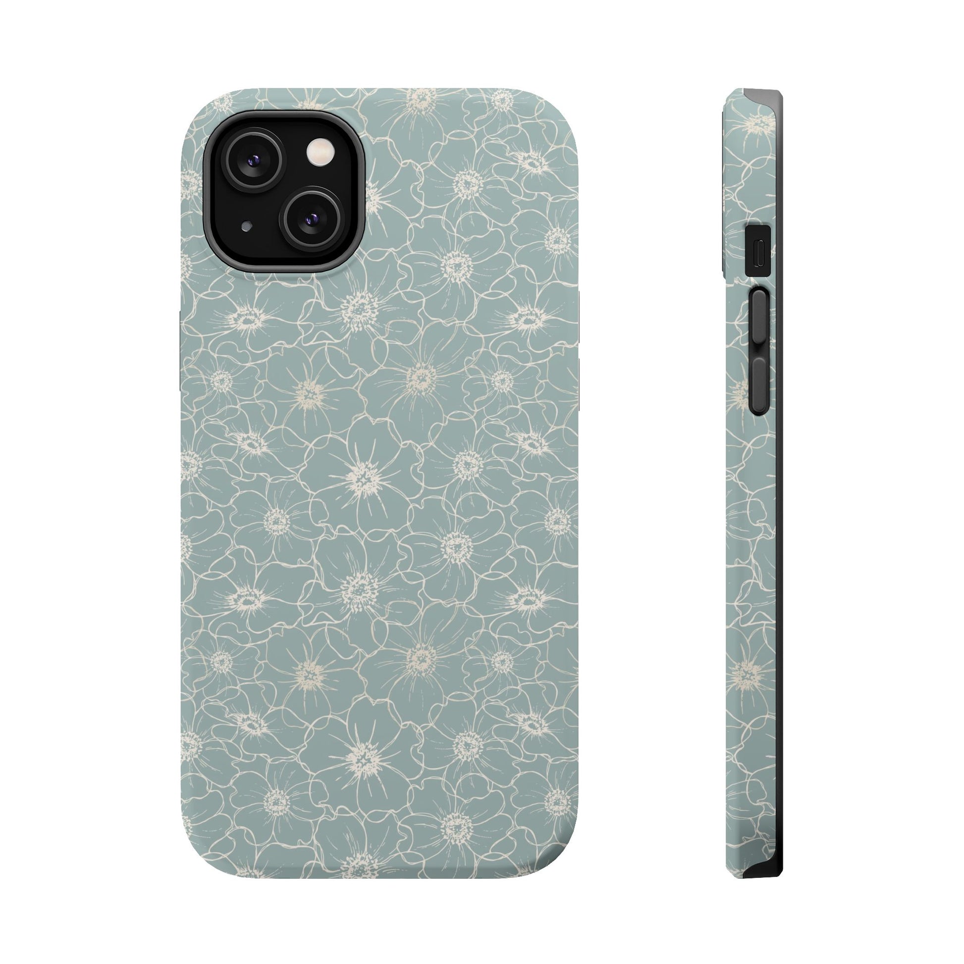 Minimalist Flower Silhouette, Old Blue-  Magsafe Phone Case