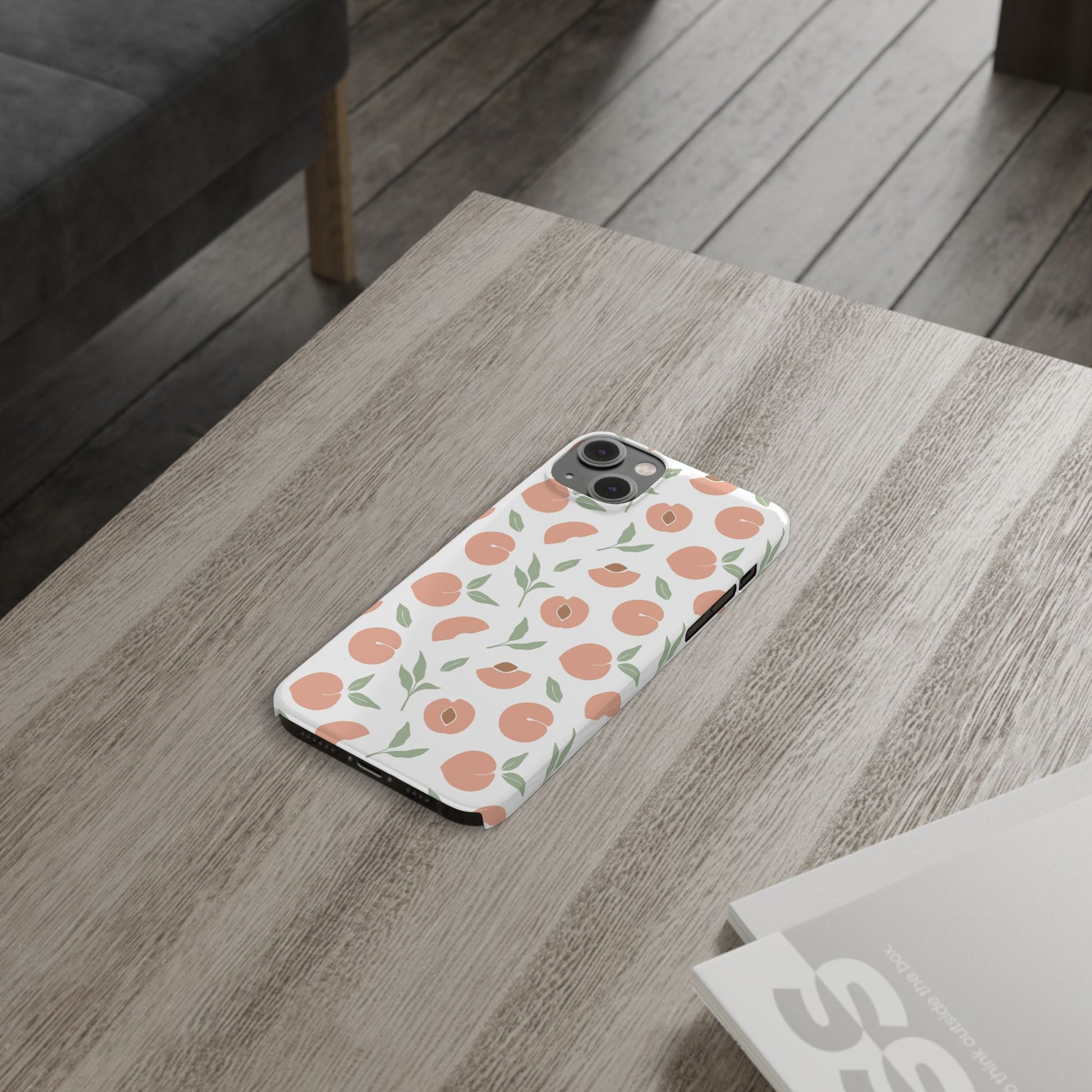 Peach Fruit Minimalist Design-  Slim Phone Case
