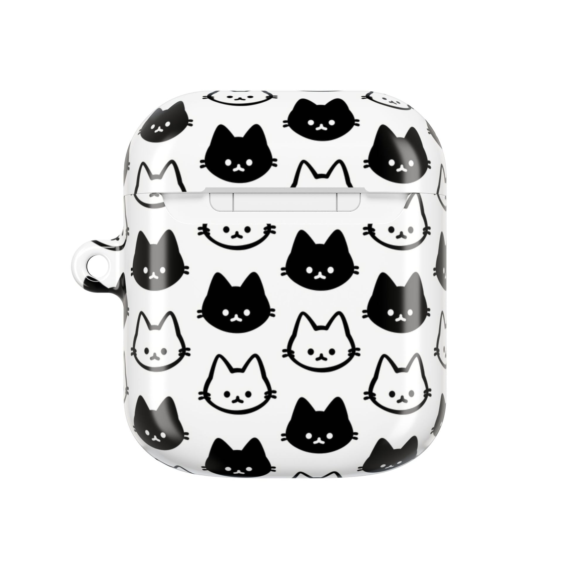 Cute Black & White Cat Faces for Cat Lovers - AirPods Case