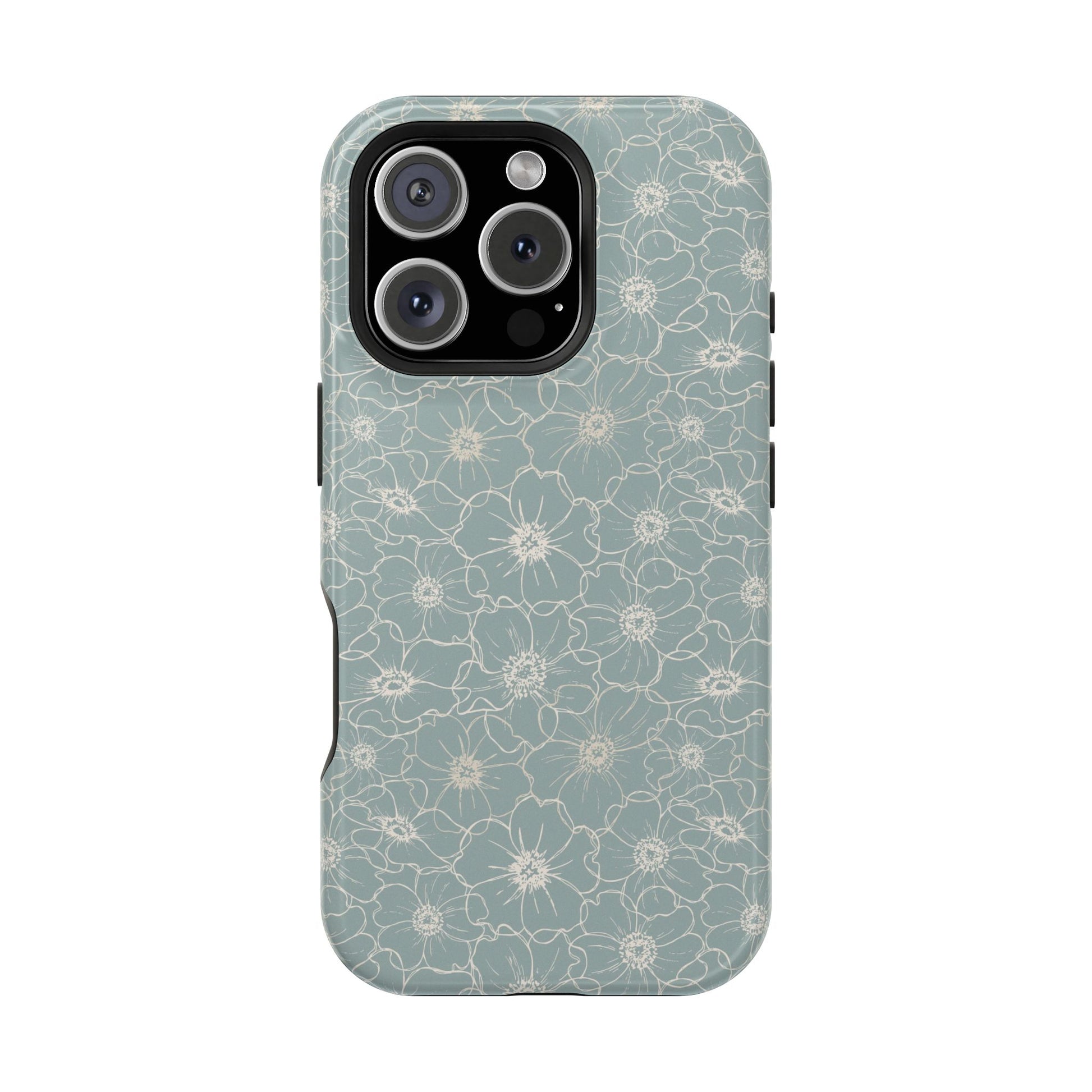 Minimalist Flower Silhouette, Old Blue-  Magsafe Phone Case