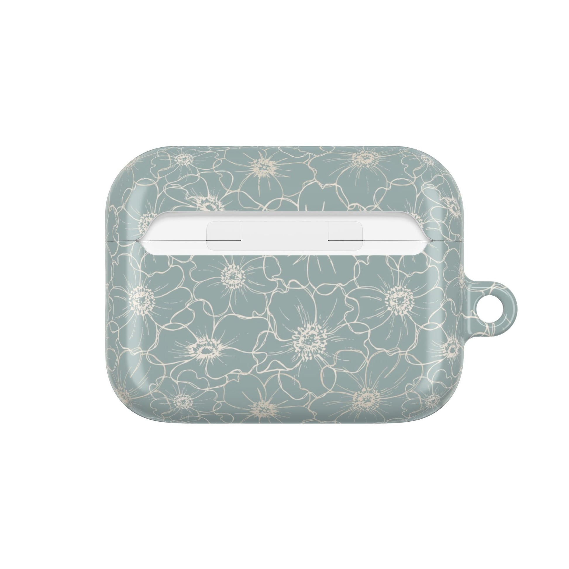 Minimalist Flower Silhouette, Old Blue - AirPods Case