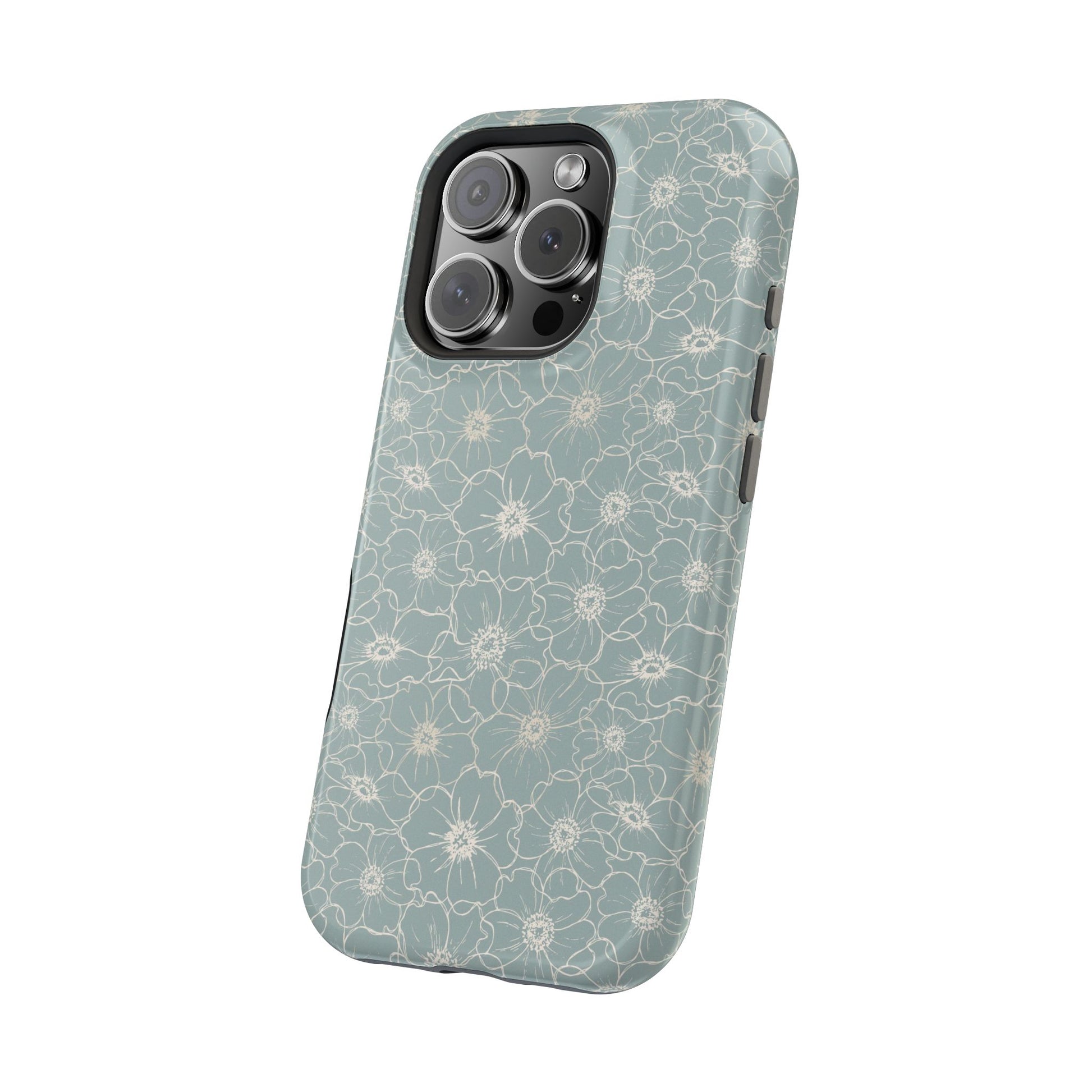Minimalist Flower Silhouette, Old Blue-  Magsafe Phone Case