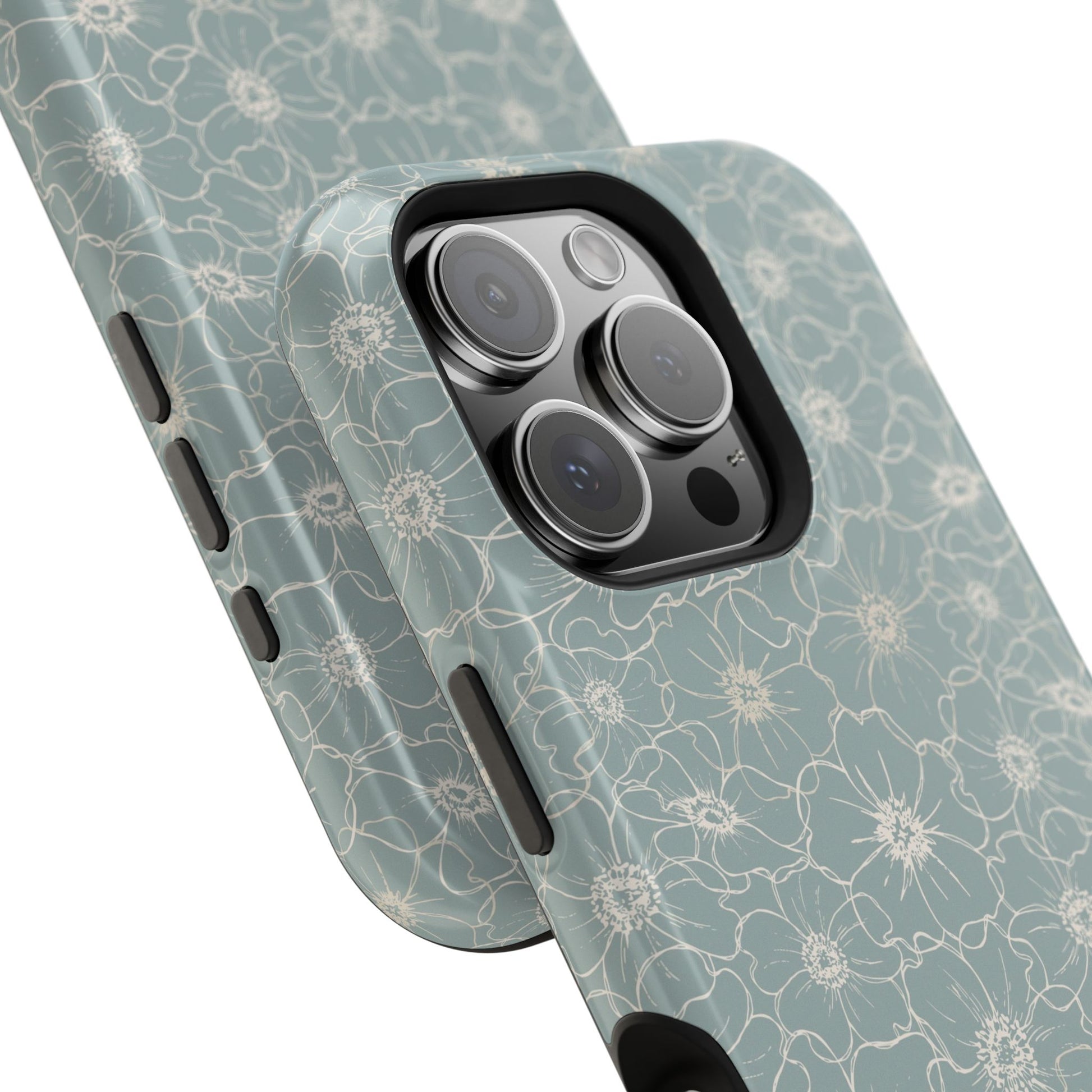 Minimalist Flower Silhouette, Old Blue-  Magsafe Phone Case