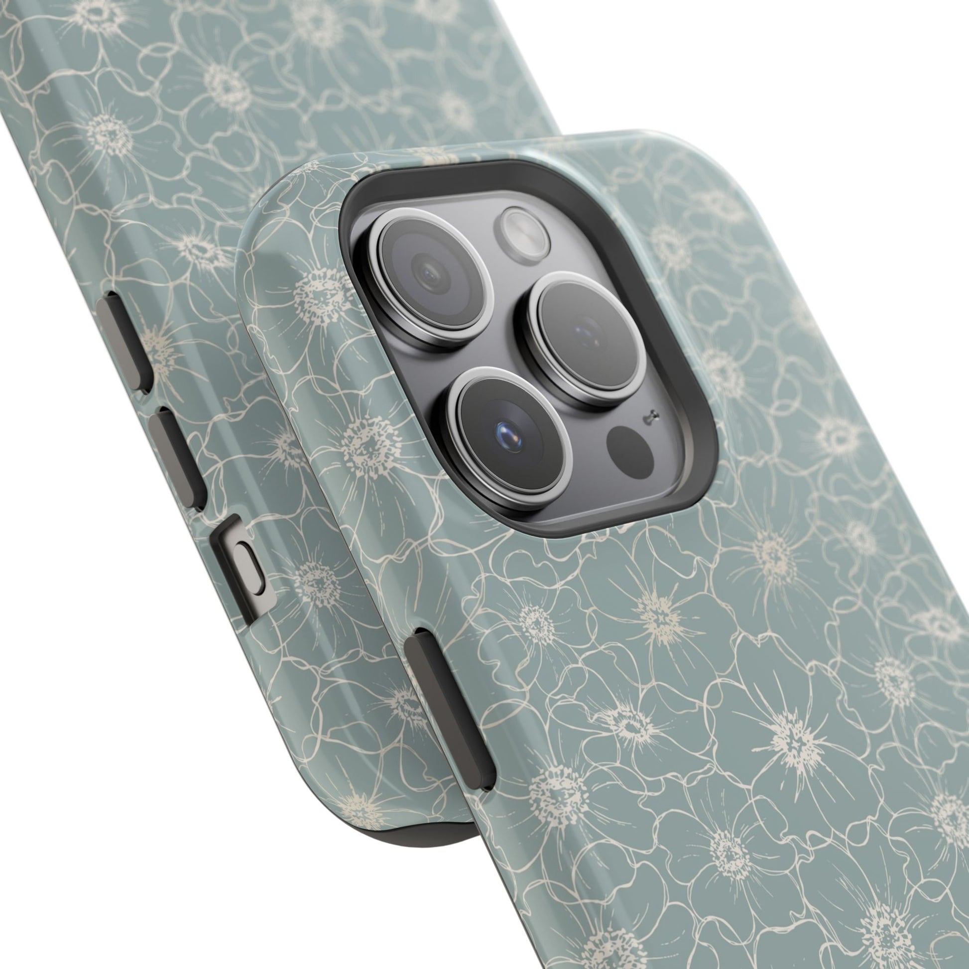 Minimalist Flower Silhouette, Old Blue-  Magsafe Phone Case