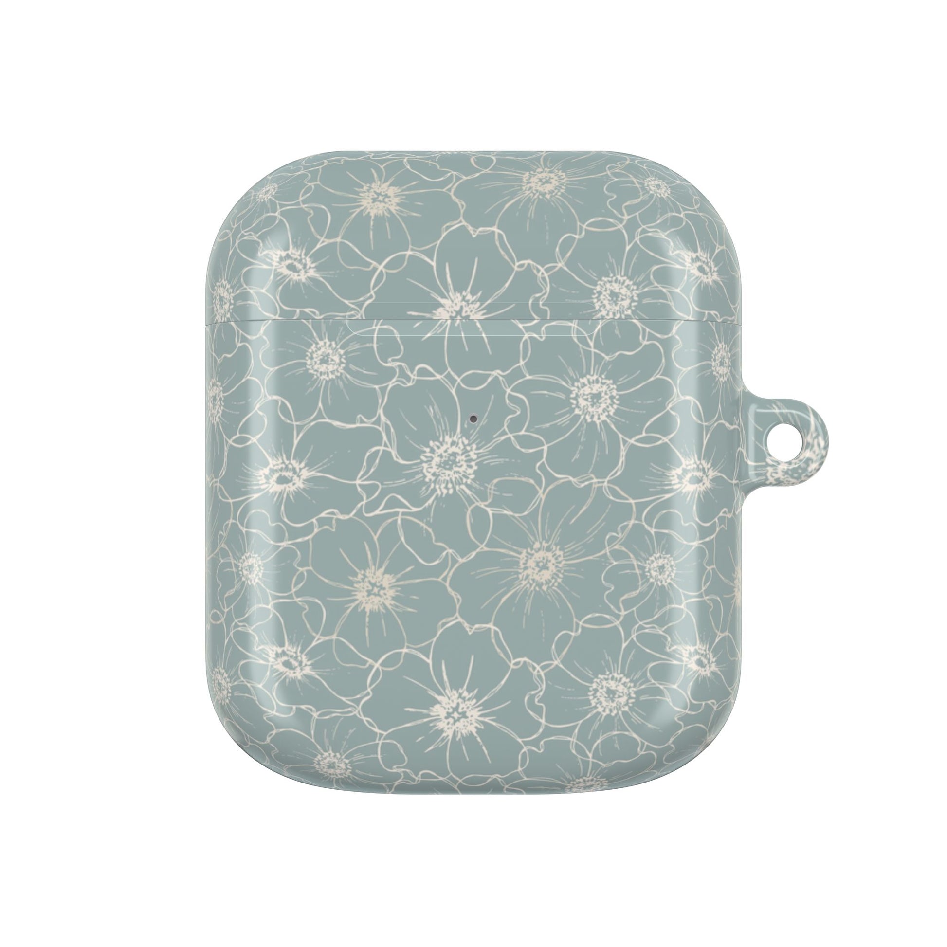 Minimalist Flower Silhouette, Old Blue - AirPods Case