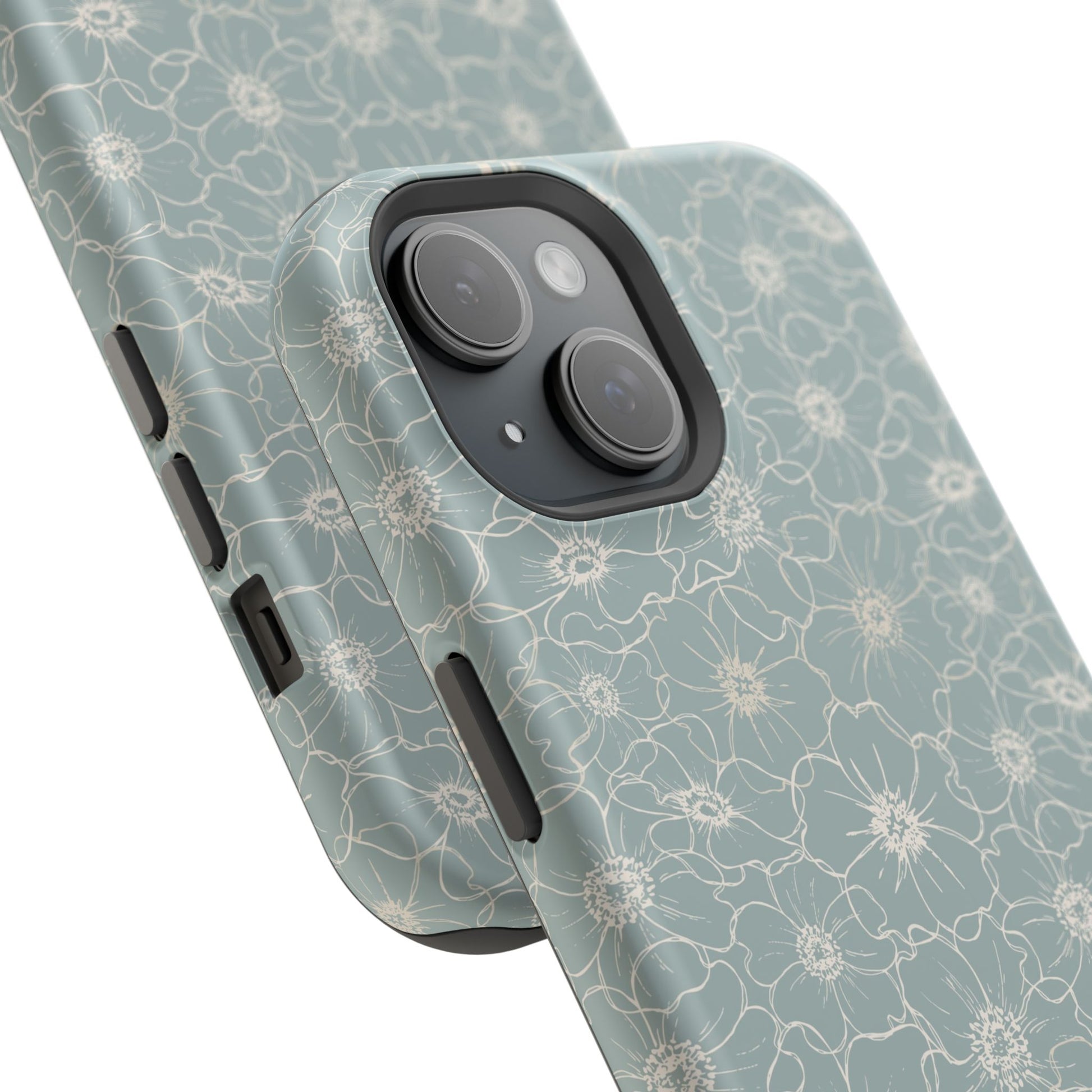 Minimalist Flower Silhouette, Old Blue-  Magsafe Phone Case