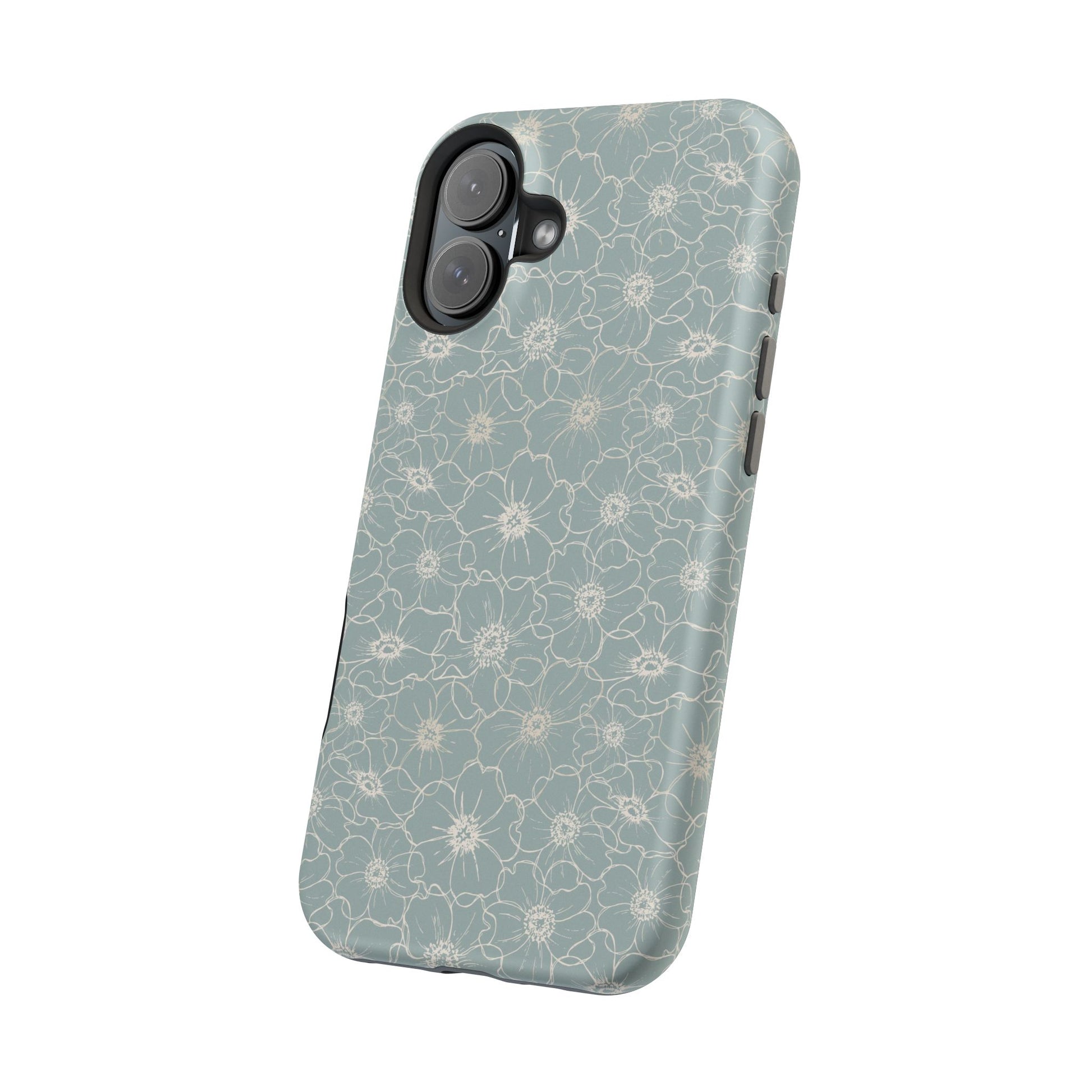 Minimalist Flower Silhouette, Old Blue-  Magsafe Phone Case