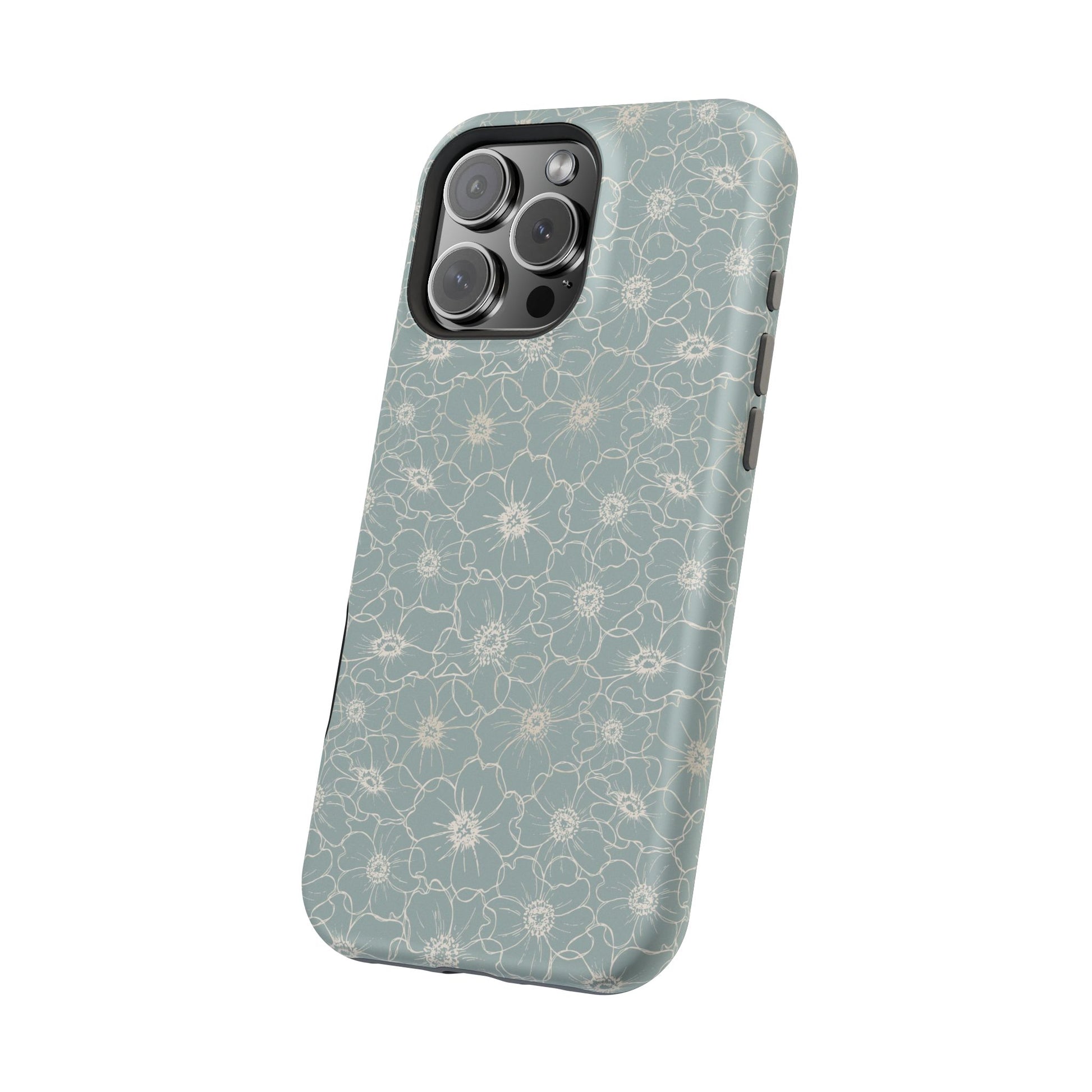 Minimalist Flower Silhouette, Old Blue-  Magsafe Phone Case