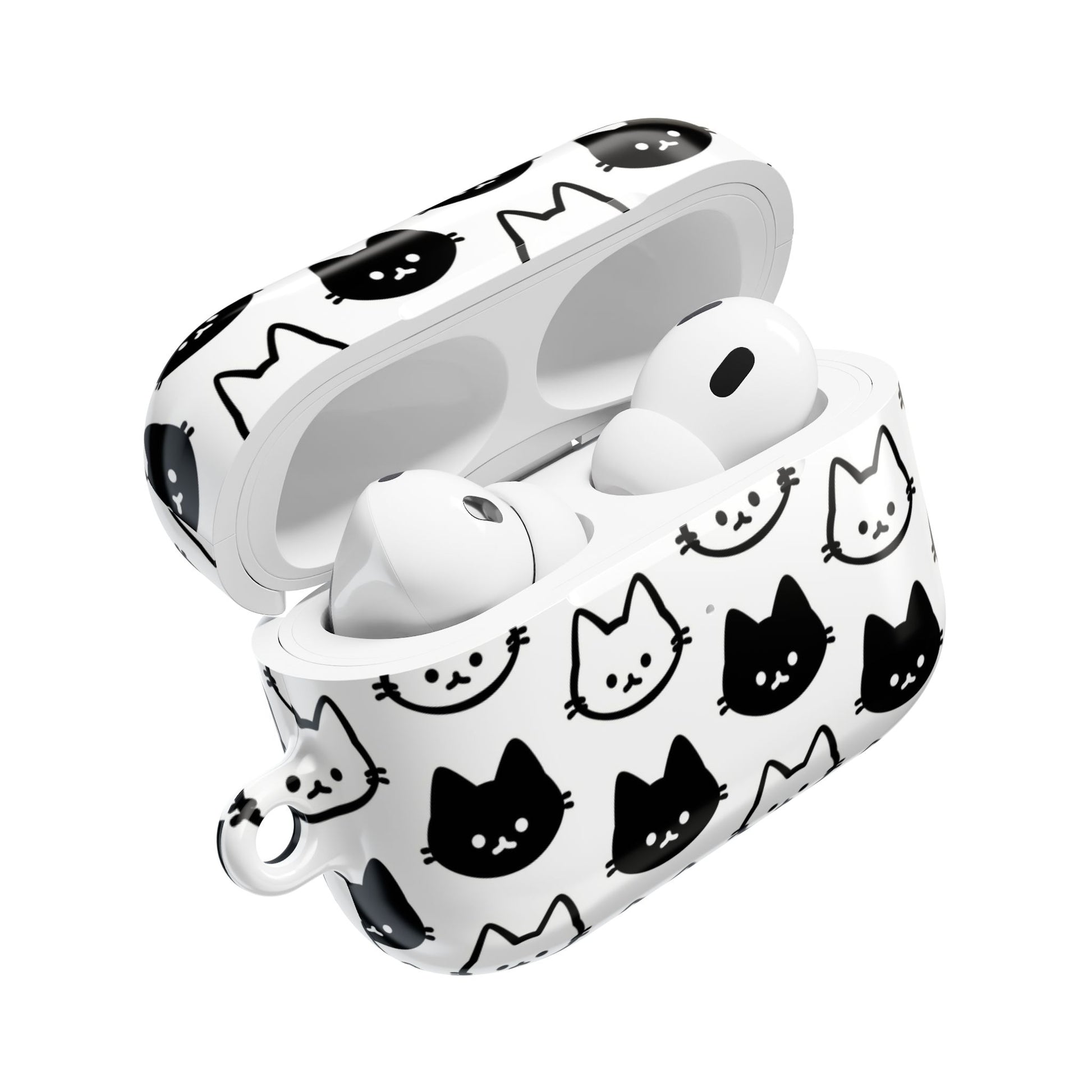 Cute Black & White Cat Faces for Cat Lovers - AirPods Case