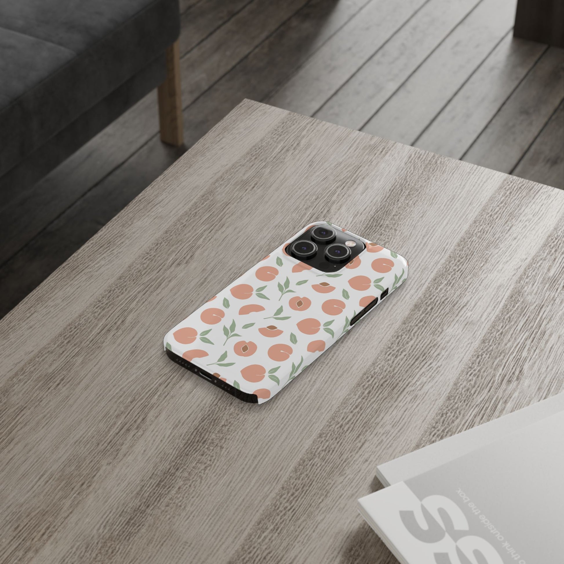 Peach Fruit Minimalist Design-  Slim Phone Case
