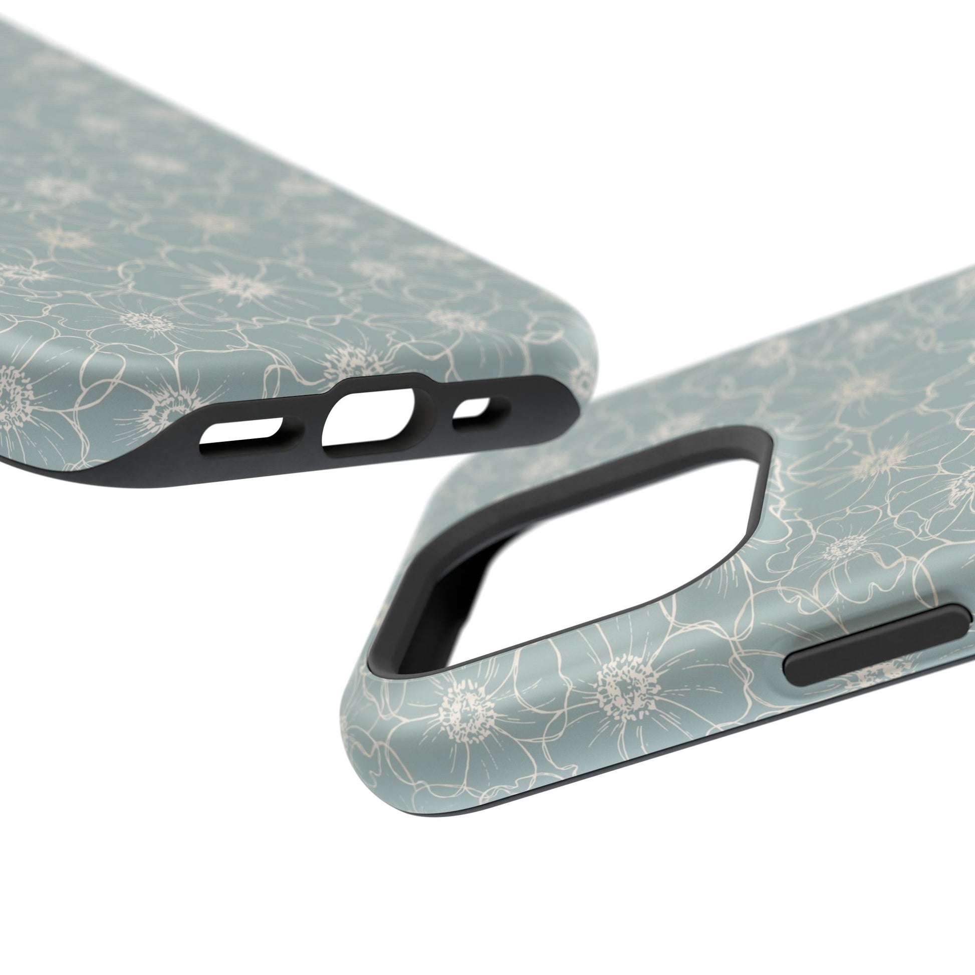 Minimalist Flower Silhouette, Old Blue-  Magsafe Phone Case