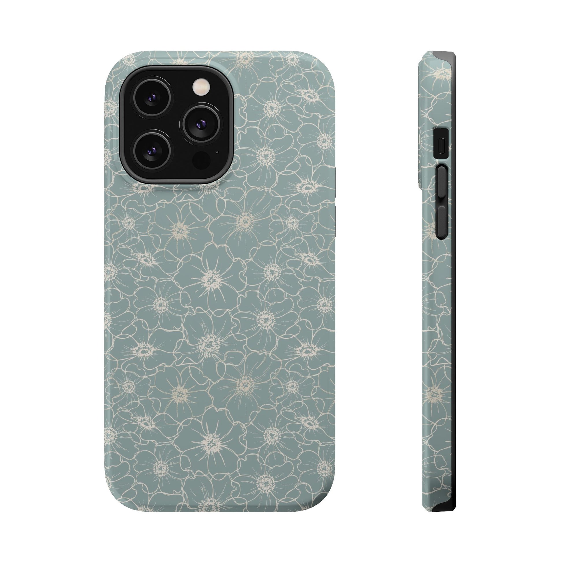 Minimalist Flower Silhouette, Old Blue-  Magsafe Phone Case