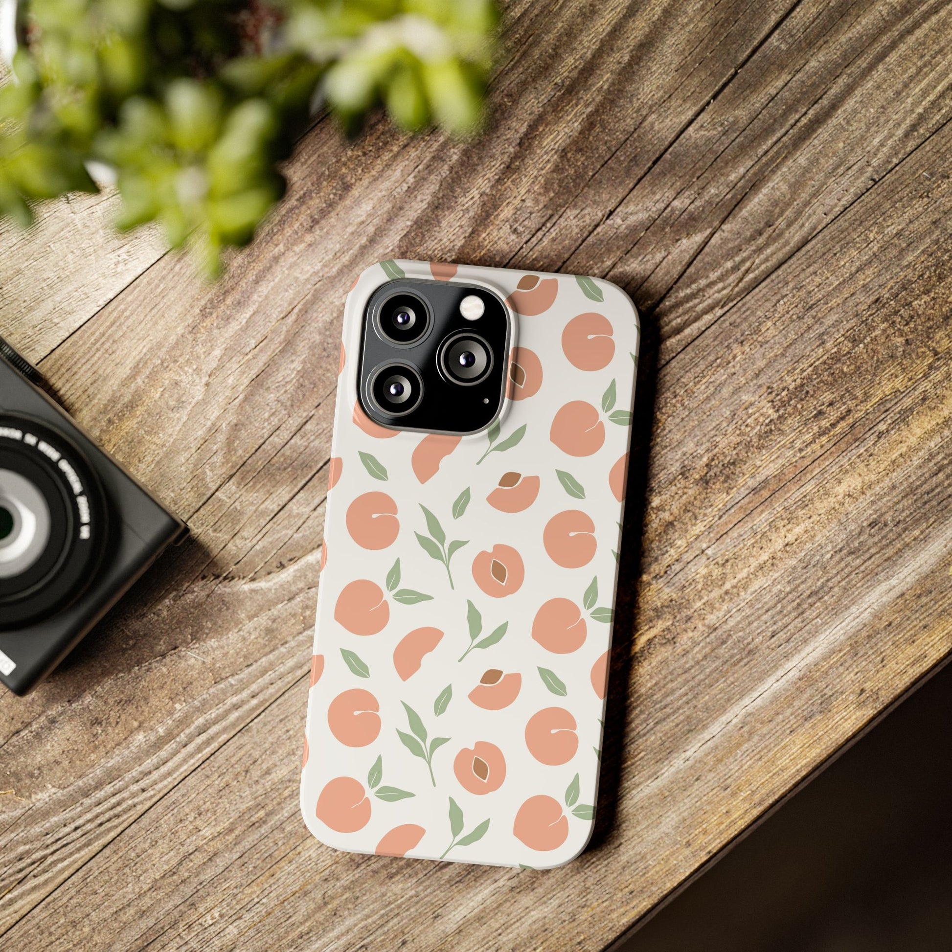 Peach Fruit Minimalist Design-  Slim Phone Case
