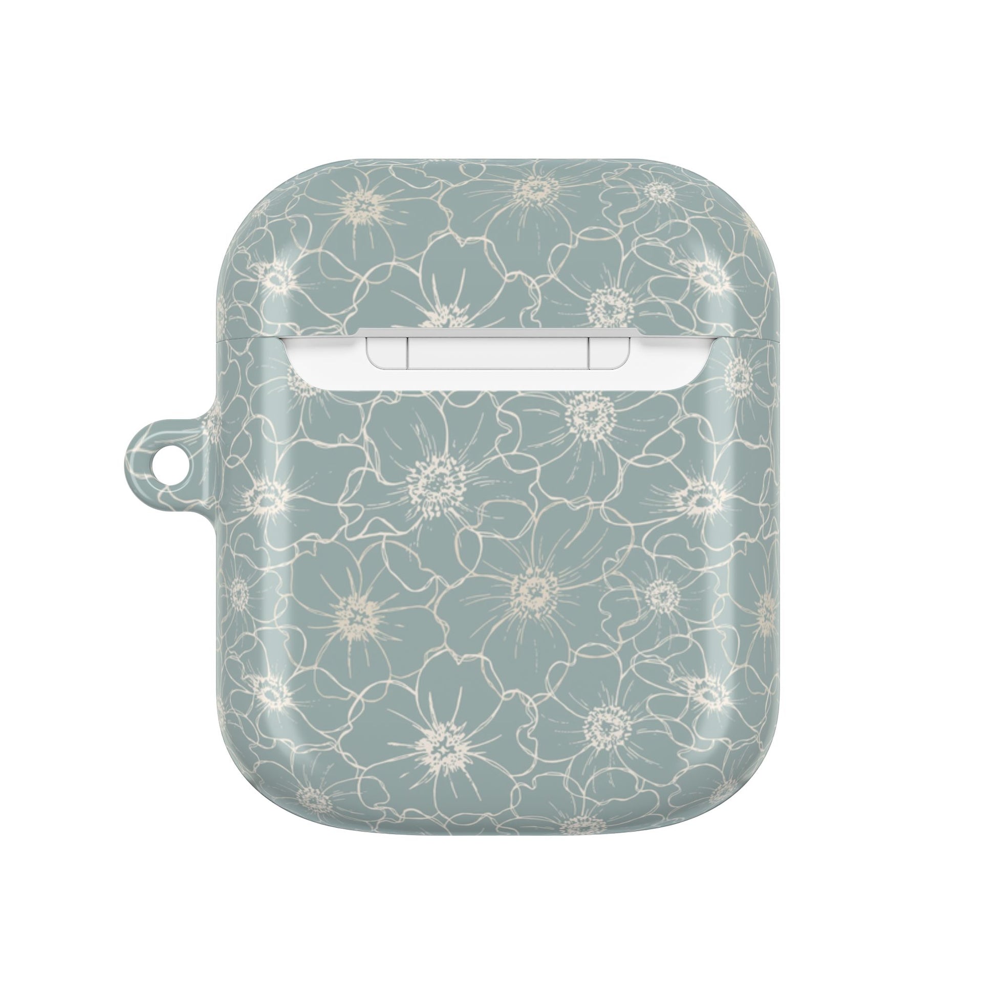 Minimalist Flower Silhouette, Old Blue - AirPods Case