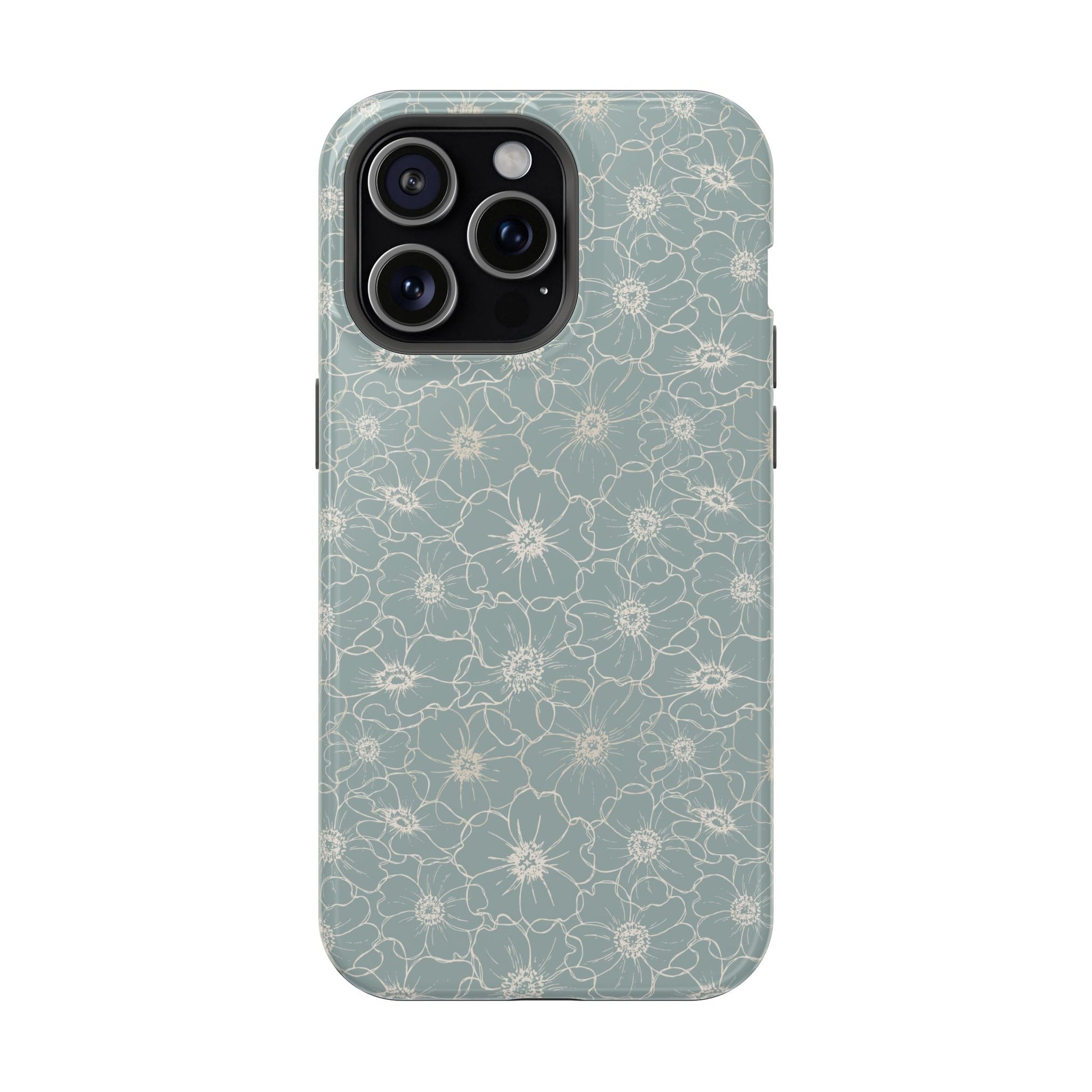 Minimalist Flower Silhouette, Old Blue-  Magsafe Phone Case