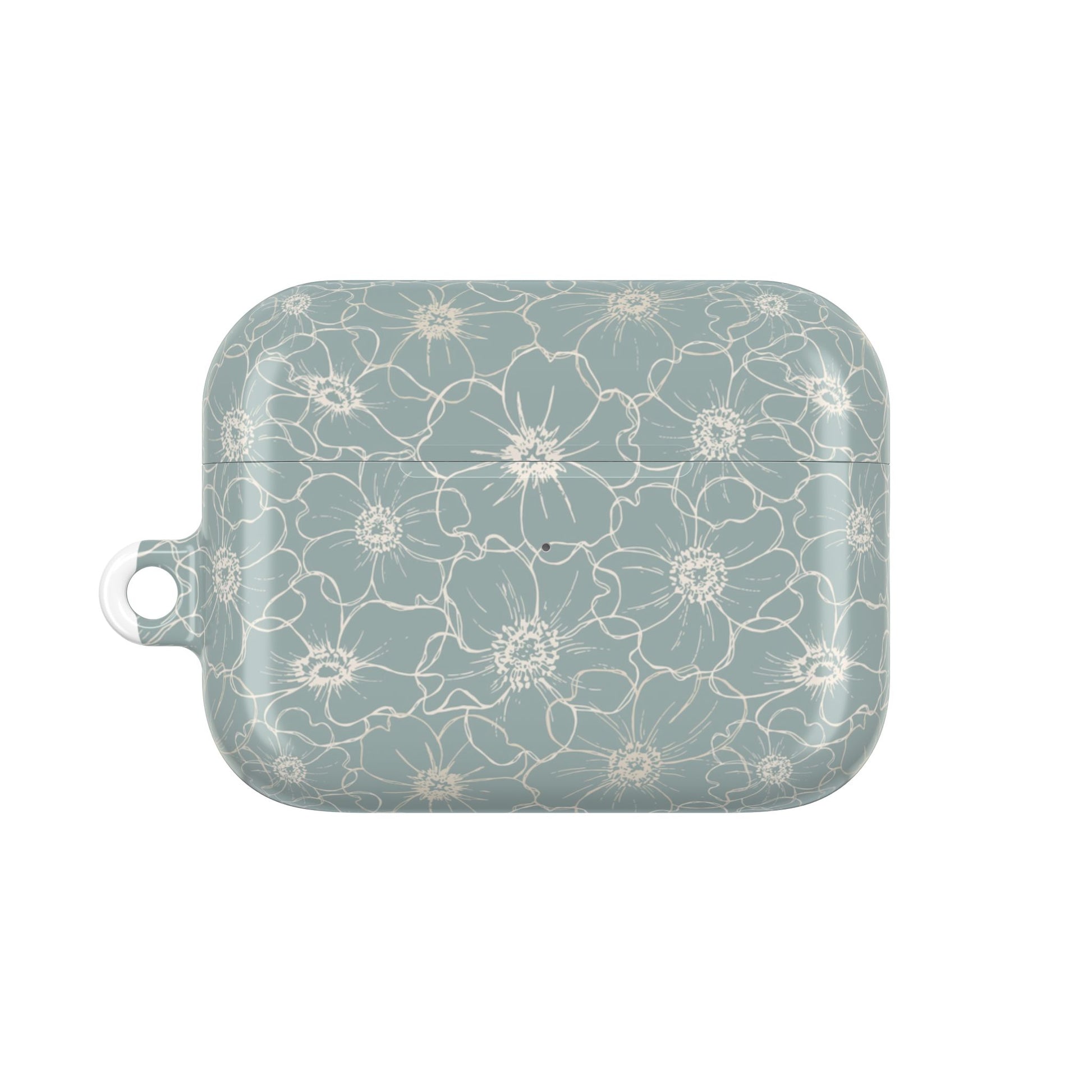Minimalist Flower Silhouette, Old Blue - AirPods Case