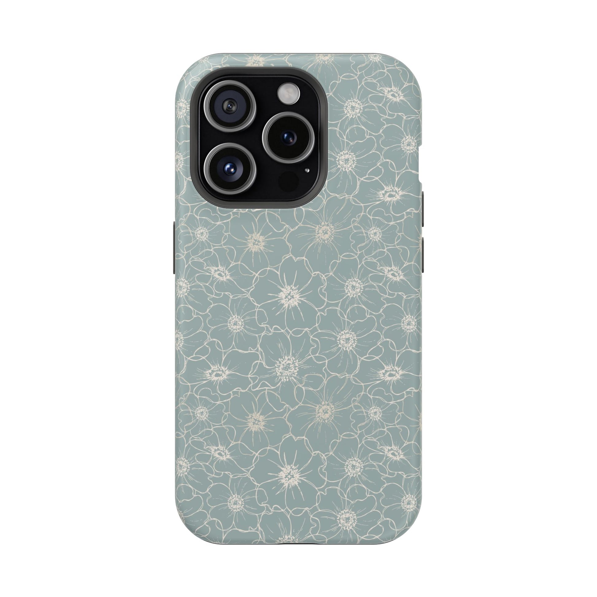 Minimalist Flower Silhouette, Old Blue-  Magsafe Phone Case