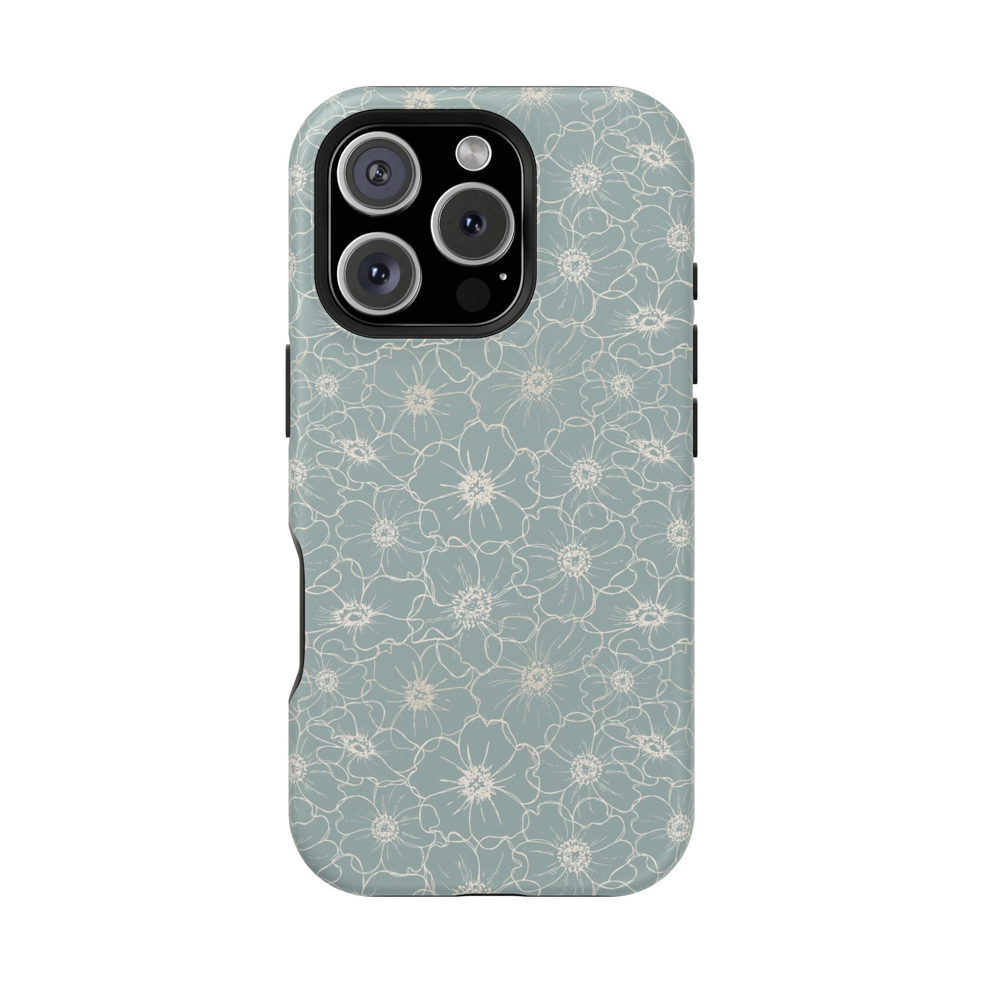 Minimalist Flower Silhouette, Old Blue-  Magsafe Phone Case
