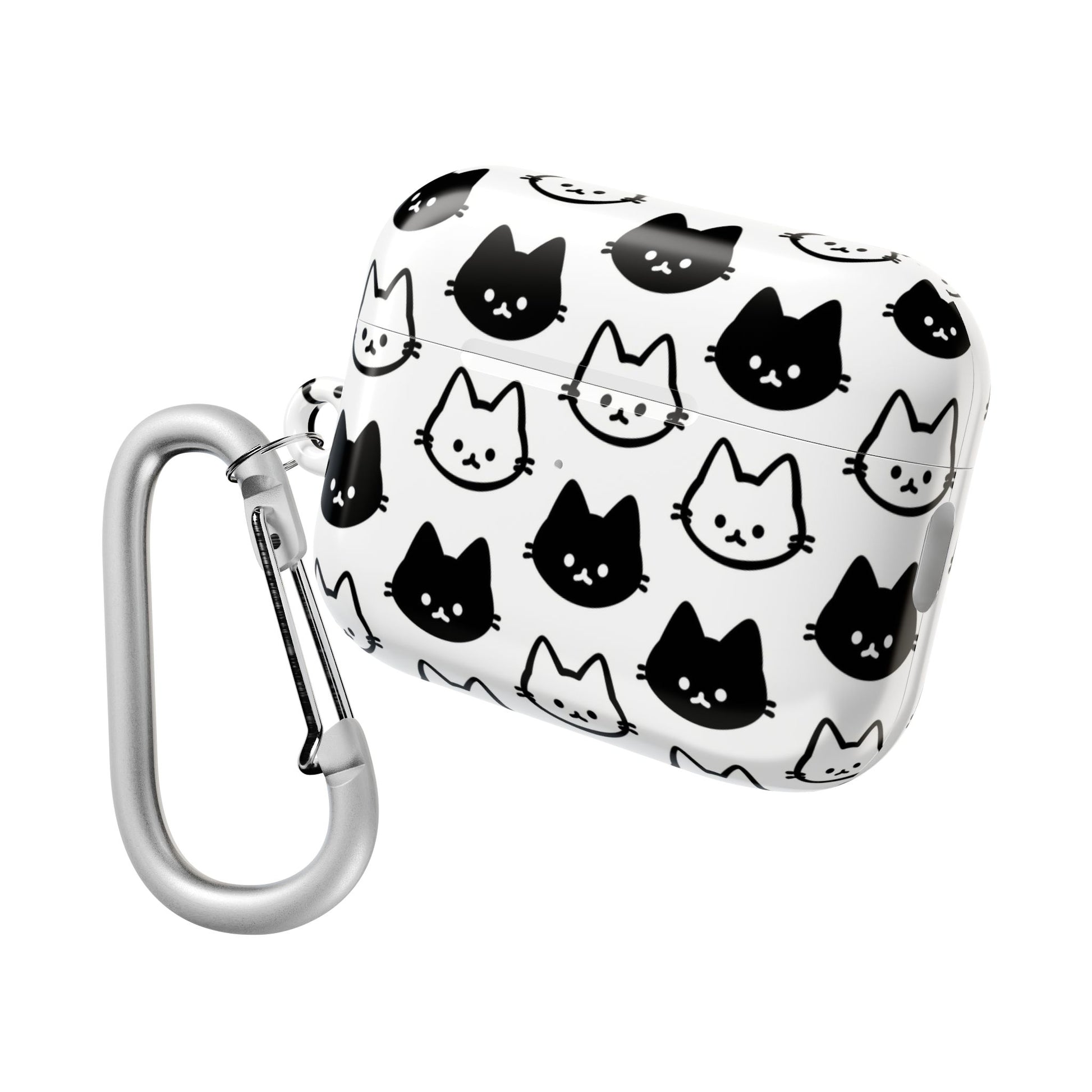 Cute Black & White Cat Faces for Cat Lovers - AirPods Case