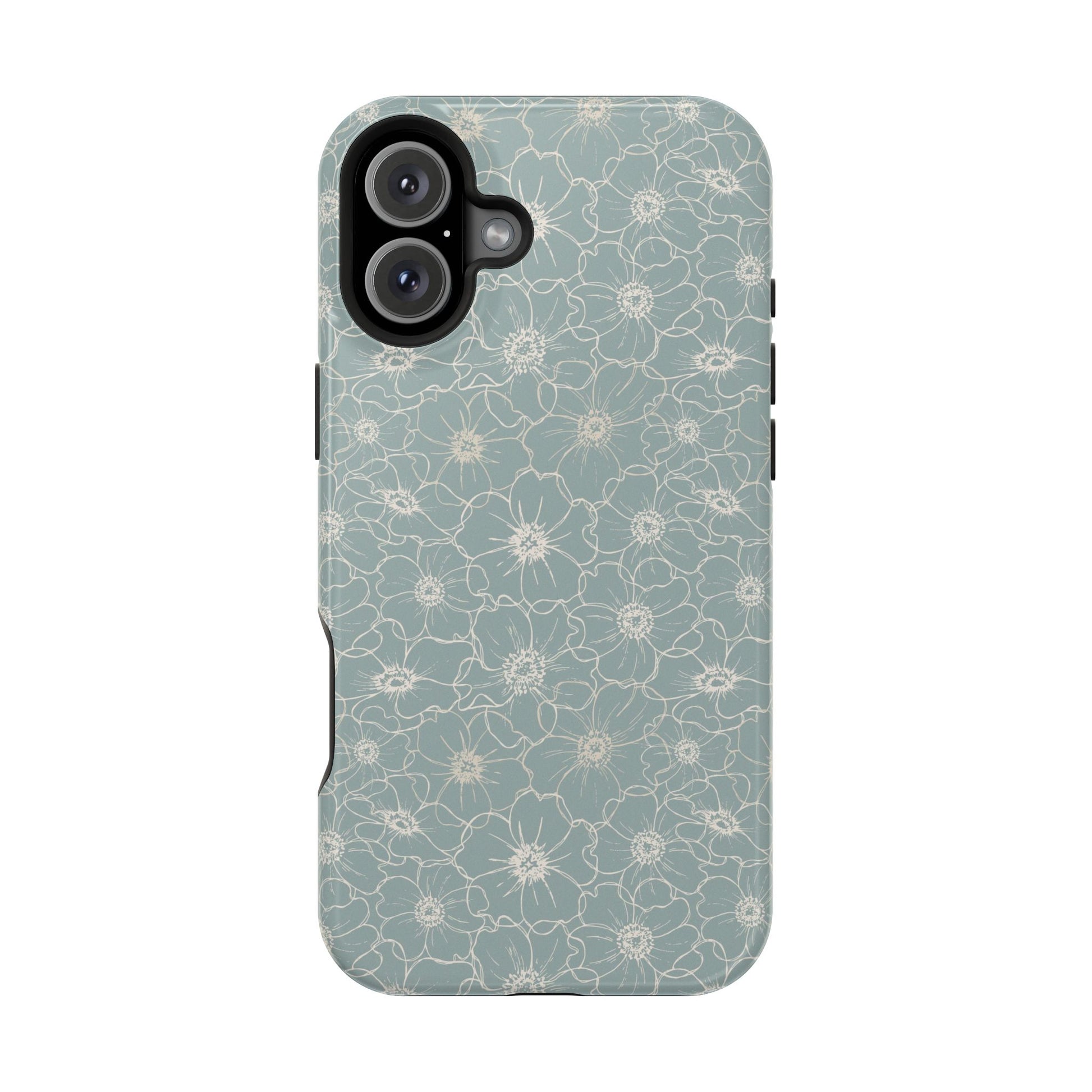 Minimalist Flower Silhouette, Old Blue-  Magsafe Phone Case