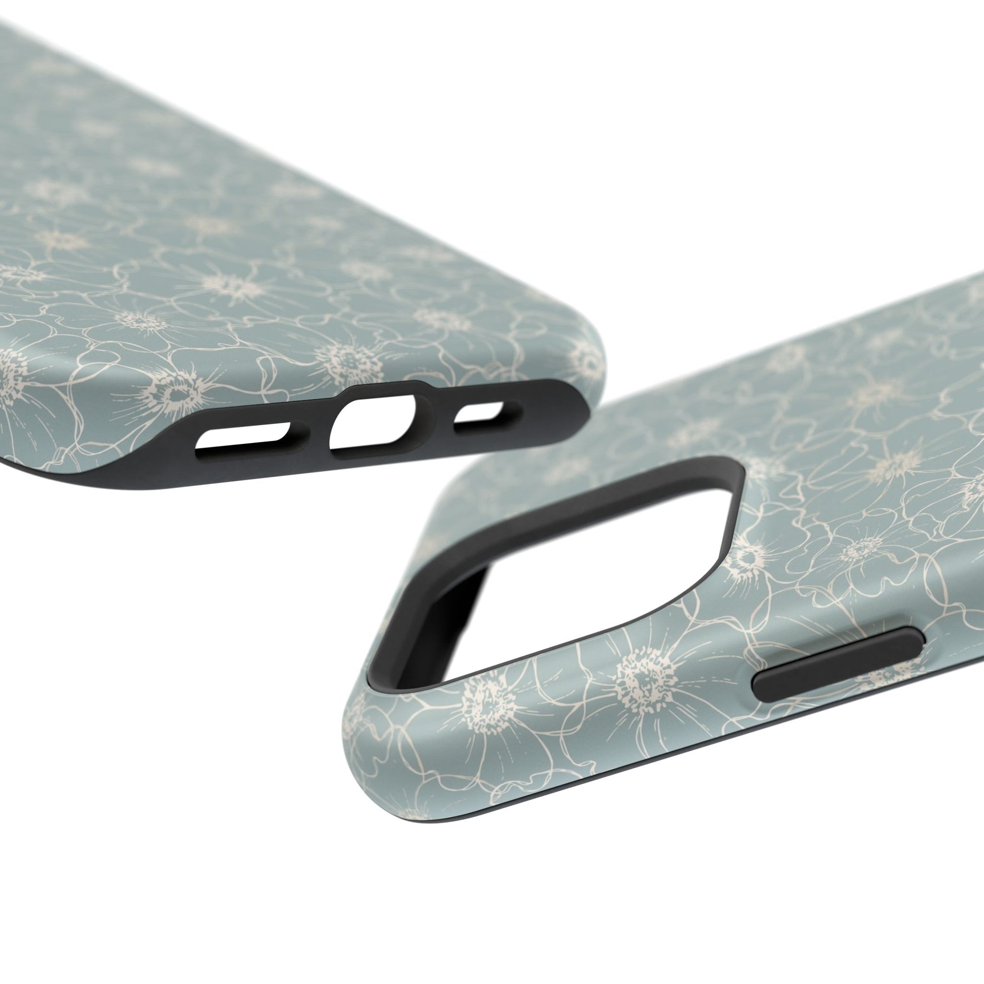 Minimalist Flower Silhouette, Old Blue-  Magsafe Phone Case