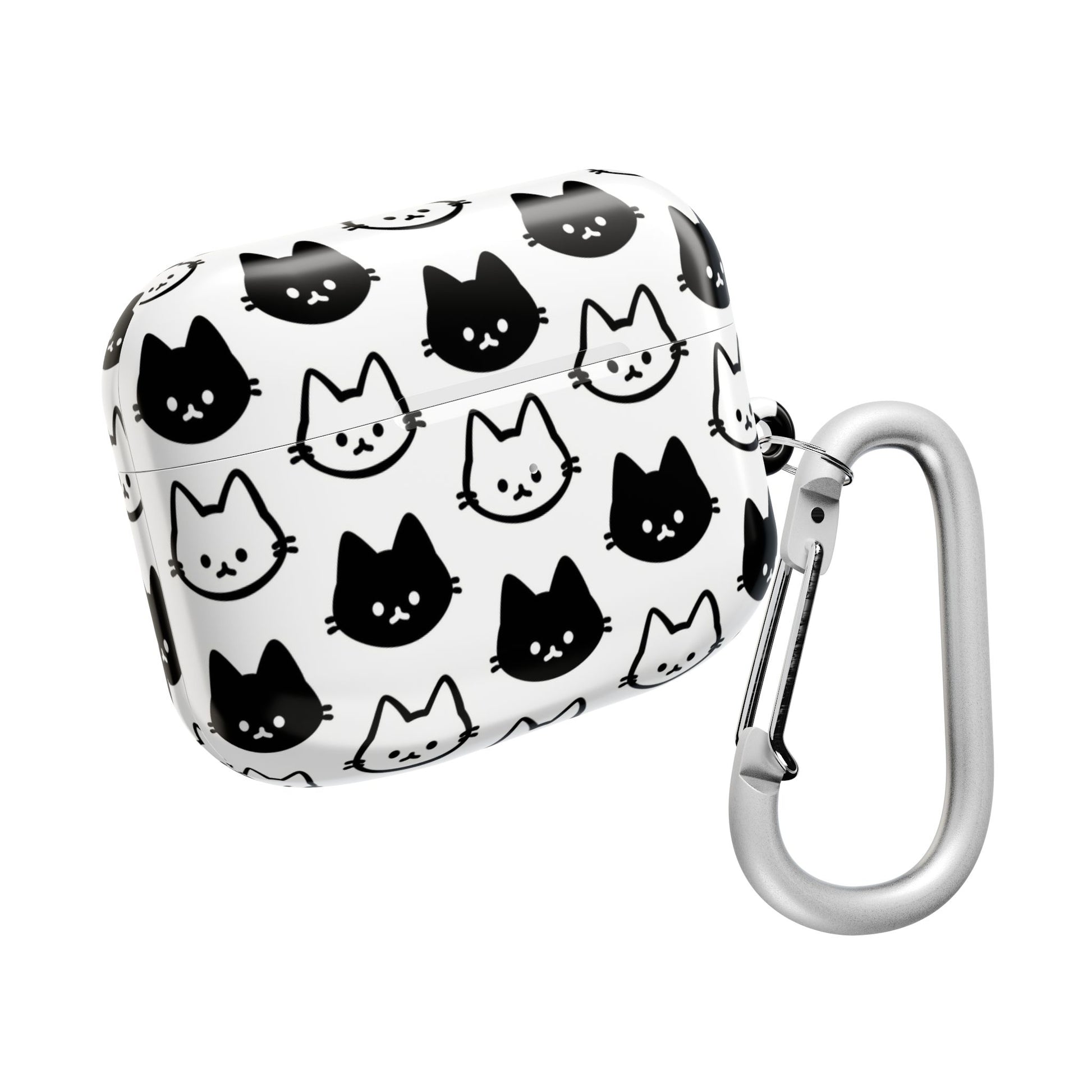Cute Black & White Cat Faces for Cat Lovers - AirPods Case