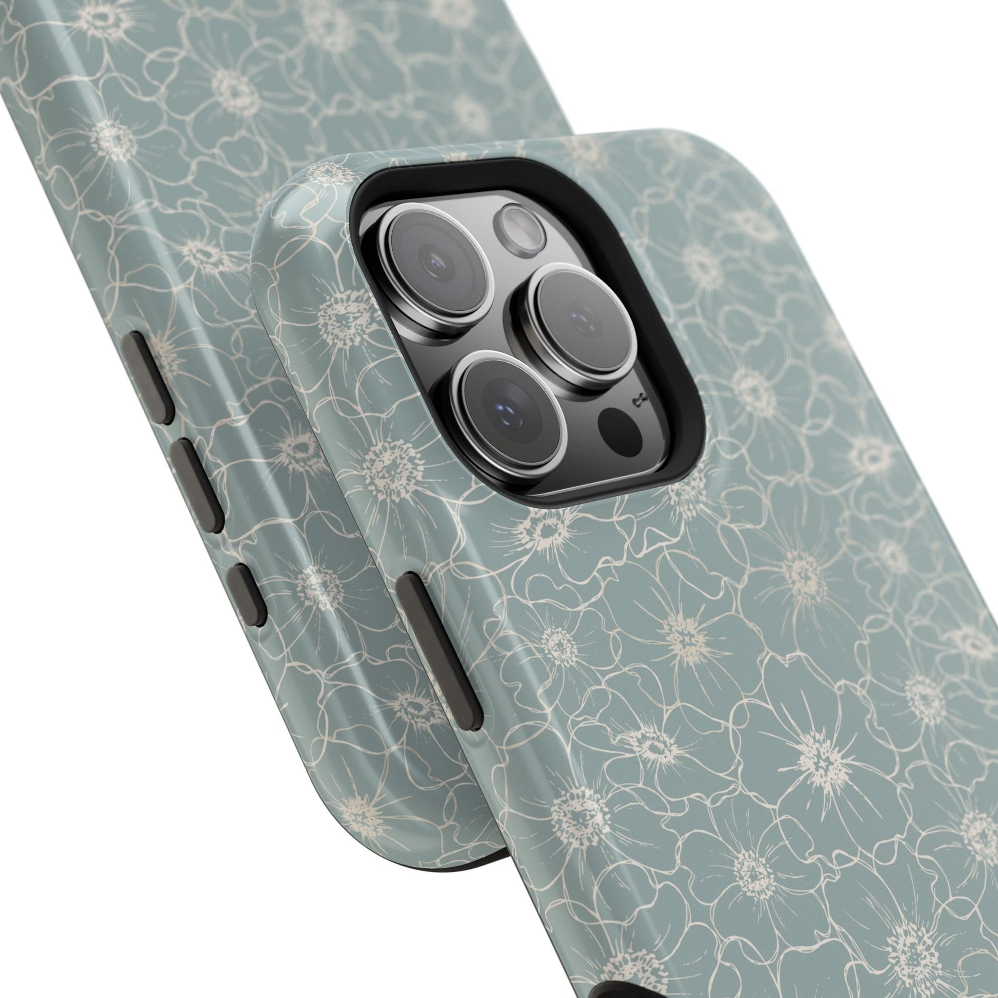 Minimalist Flower Silhouette, Old Blue-  Magsafe Phone Case