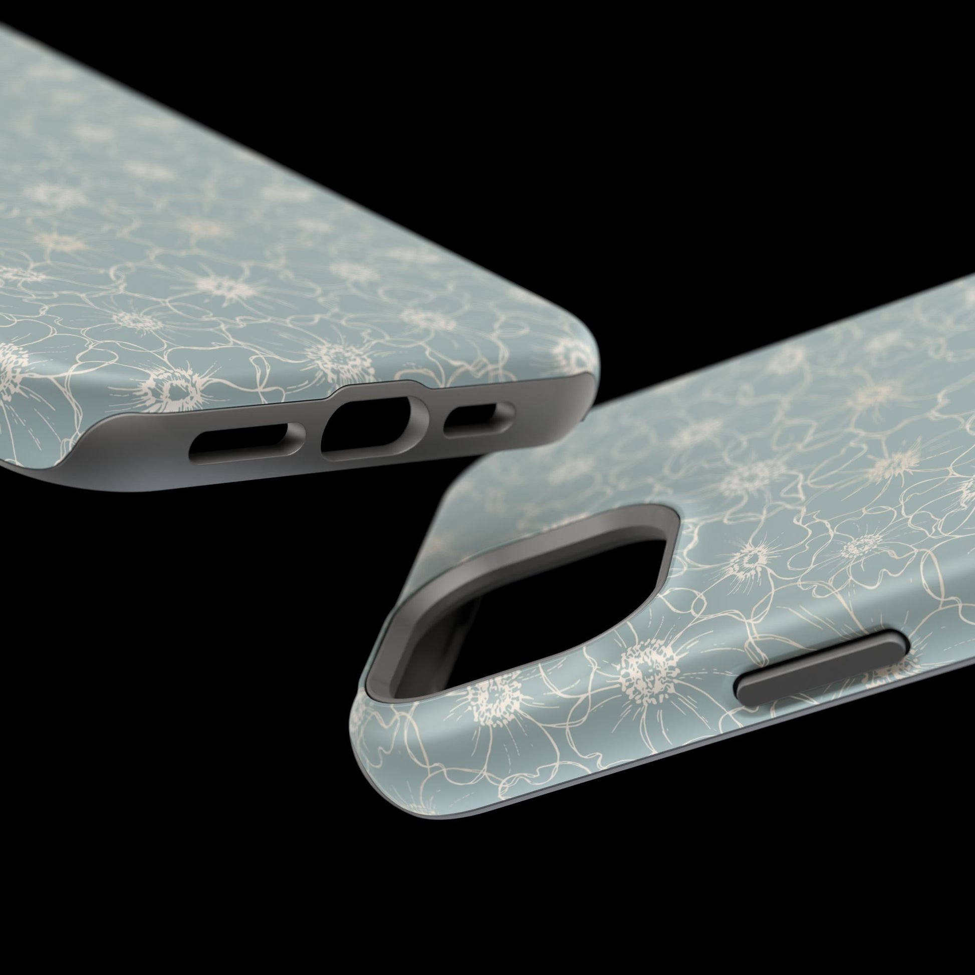 Minimalist Flower Silhouette, Old Blue-  Magsafe Phone Case