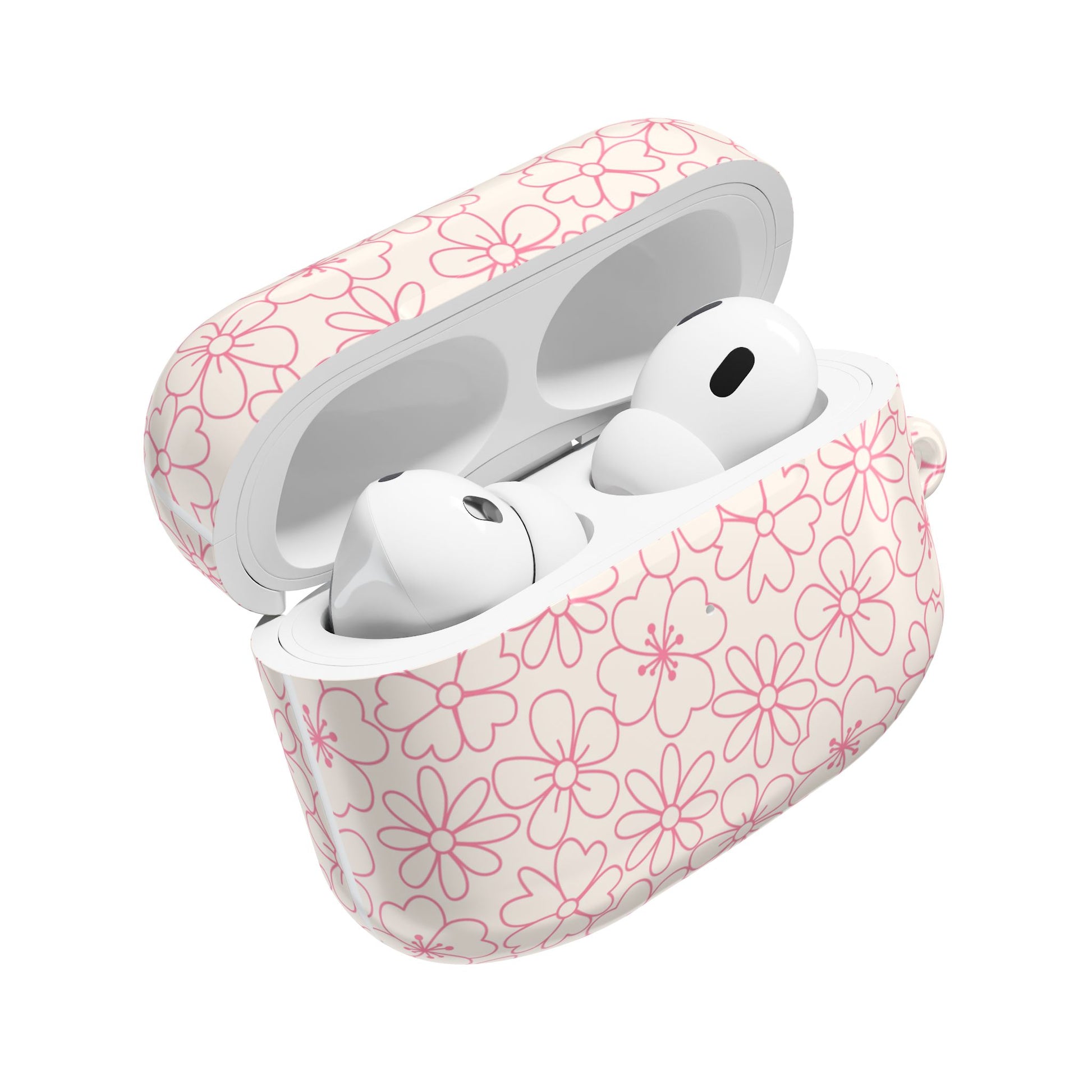 Flower Cute Minimalist White and Pink - AirPods Case