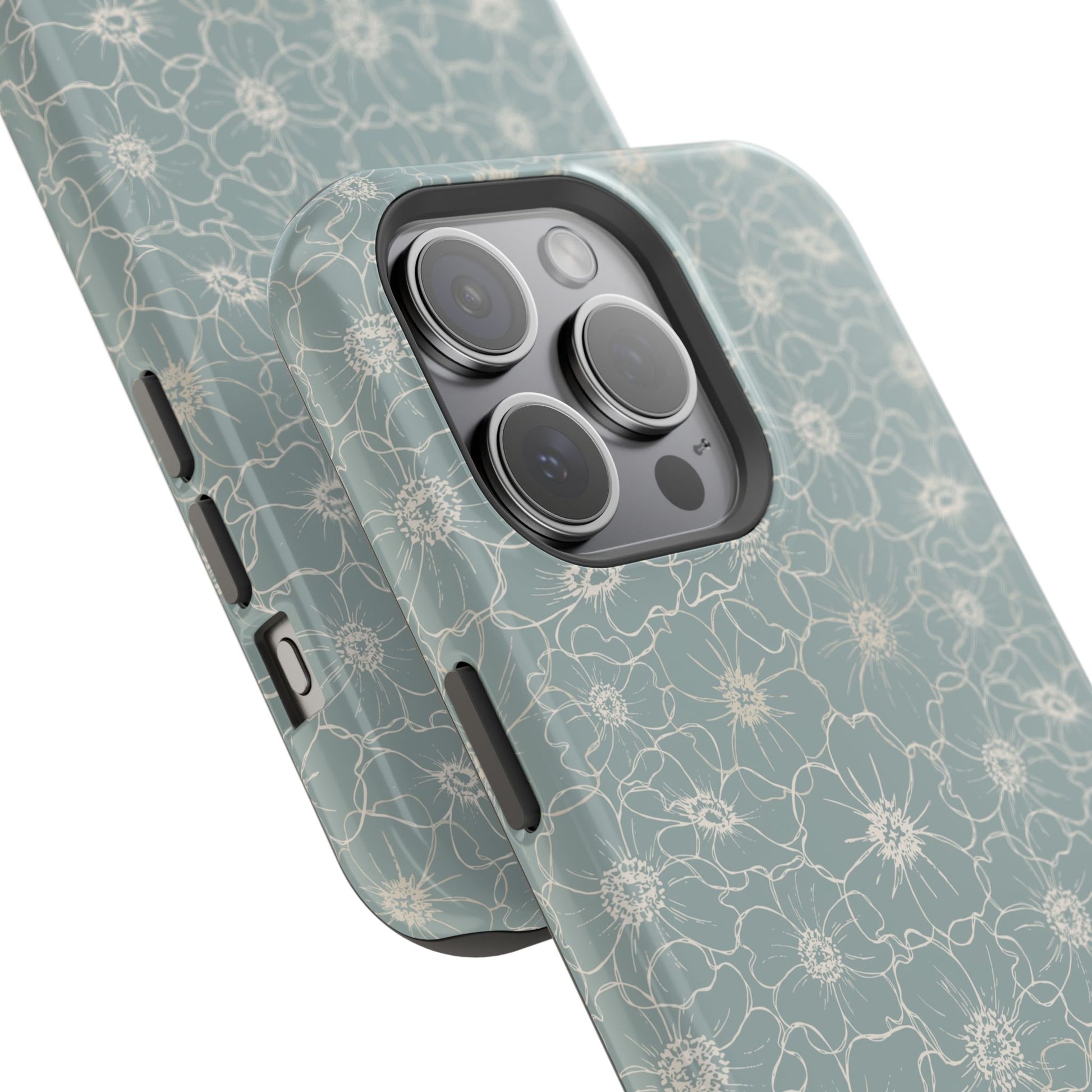 Minimalist Flower Silhouette, Old Blue-  Magsafe Phone Case