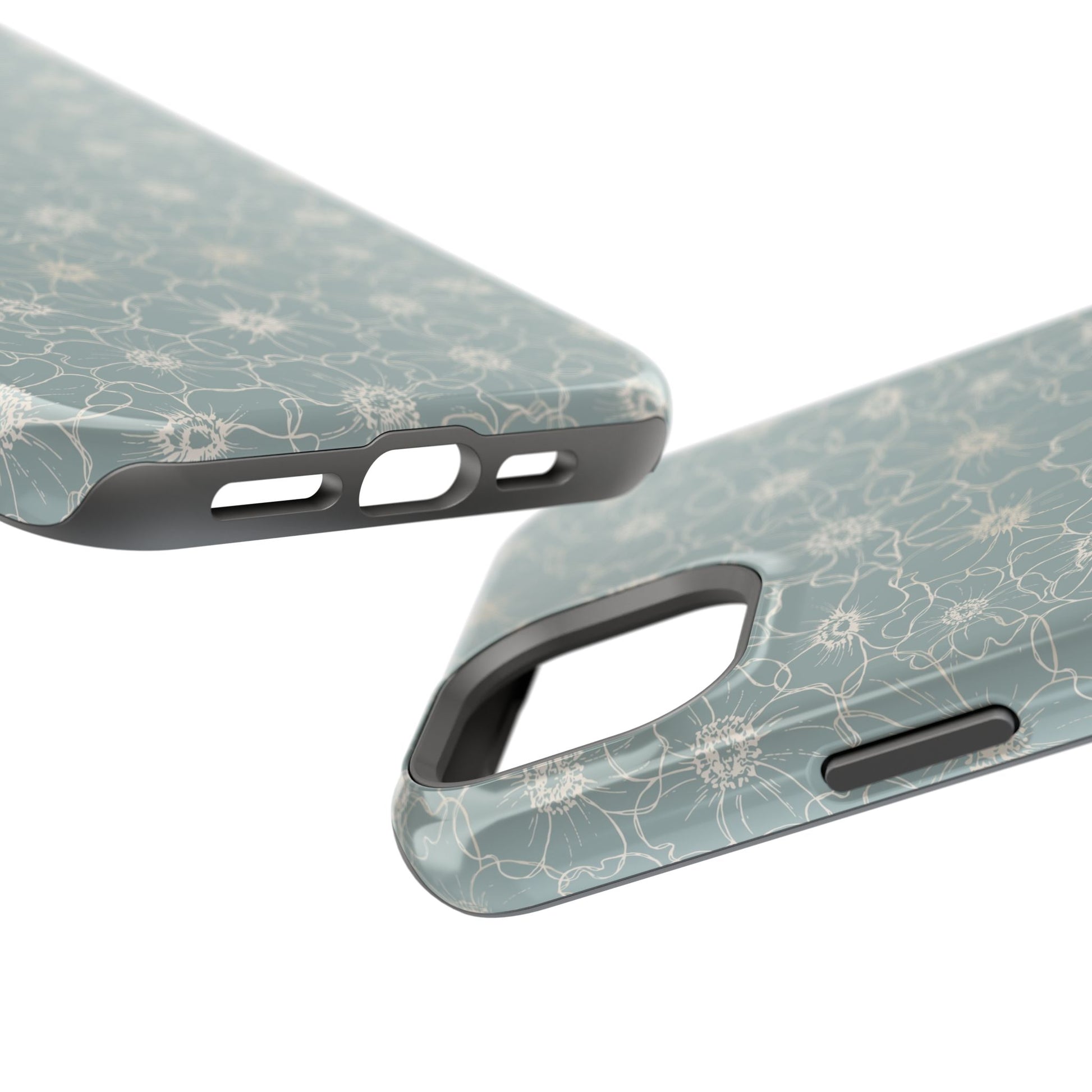 Minimalist Flower Silhouette, Old Blue-  Magsafe Phone Case