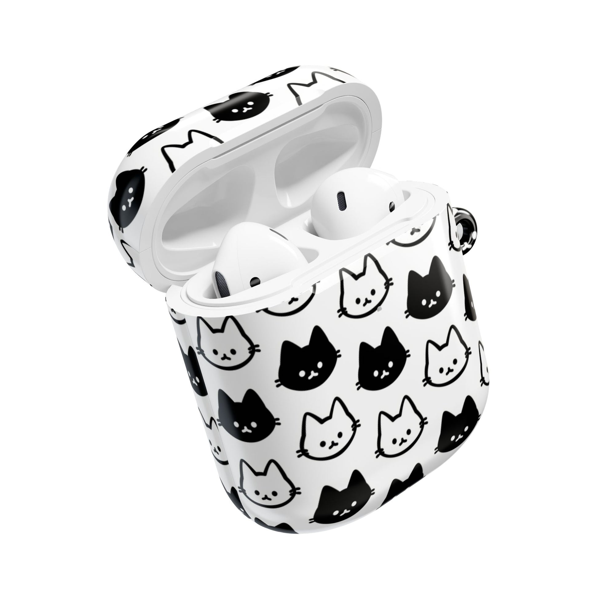 Cute Black & White Cat Faces for Cat Lovers - AirPods Case
