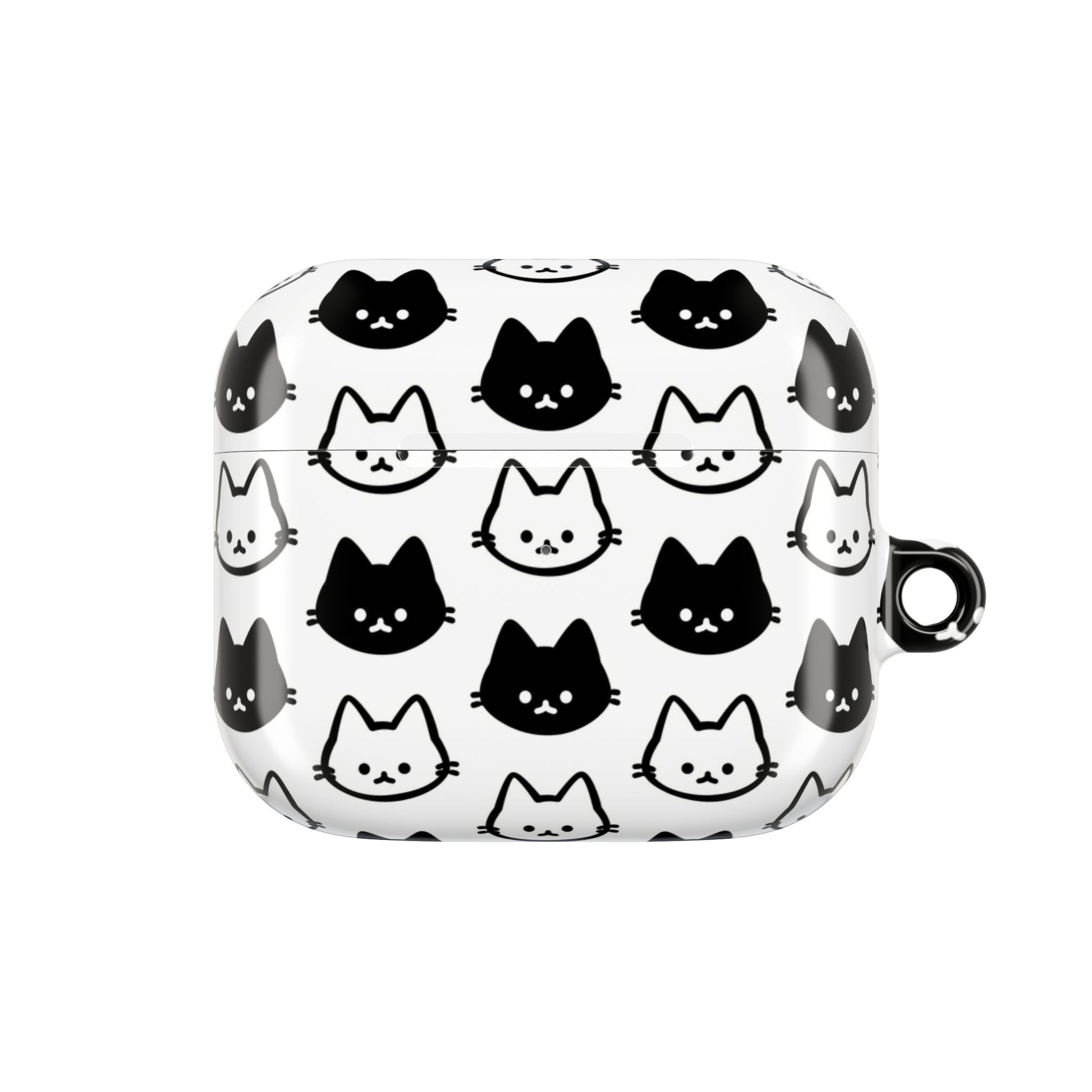 Cute Black & White Cat Faces for Cat Lovers - AirPods Case