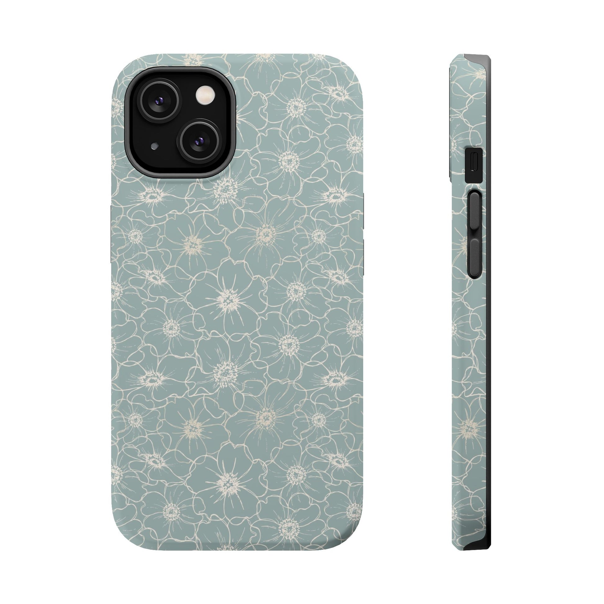 Minimalist Flower Silhouette, Old Blue-  Magsafe Phone Case