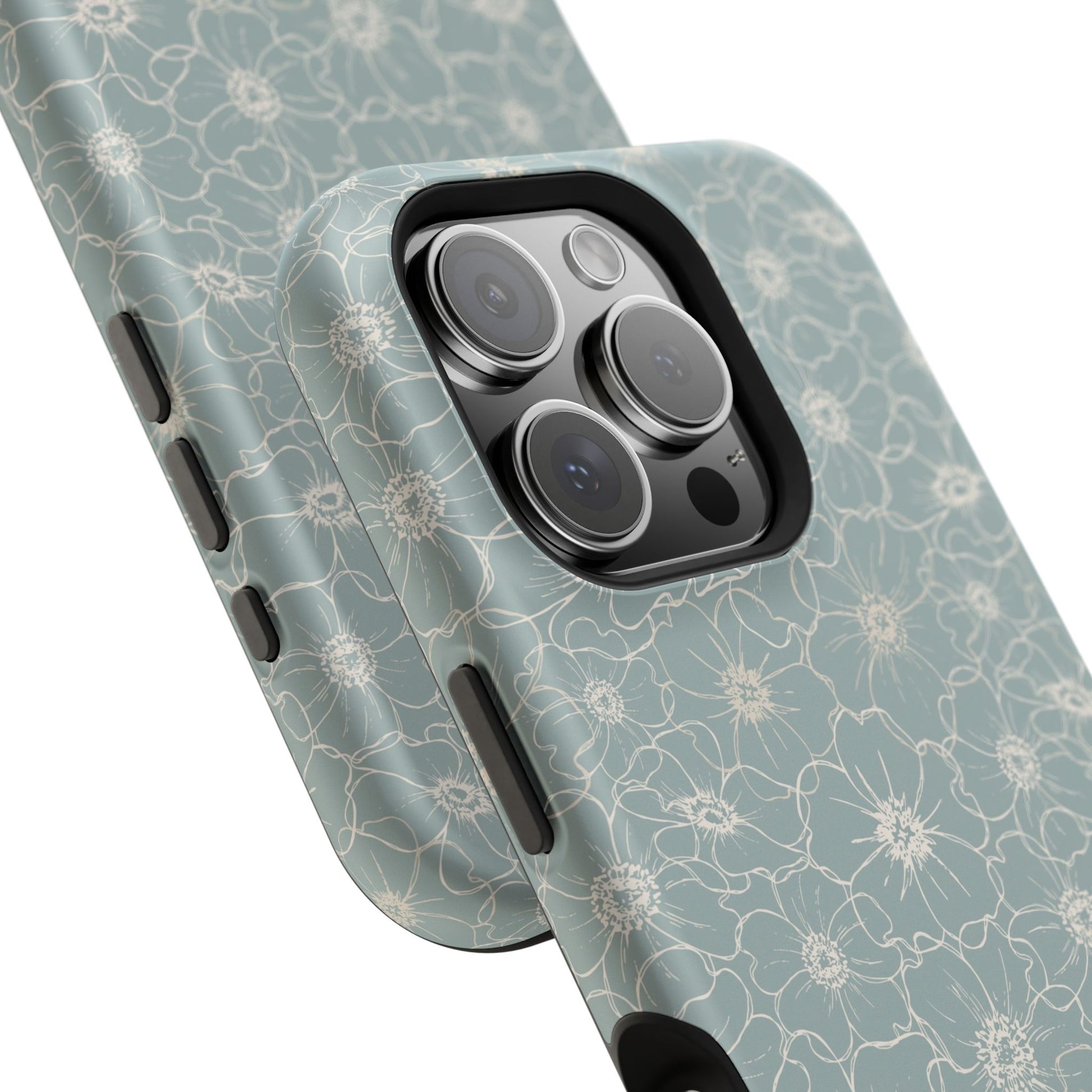 Minimalist Flower Silhouette, Old Blue-  Magsafe Phone Case