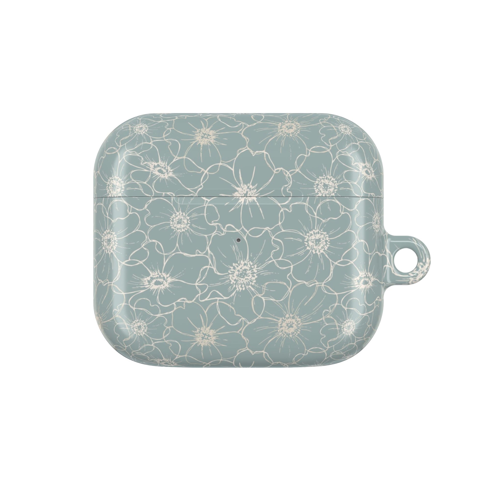 Minimalist Flower Silhouette, Old Blue - AirPods Case