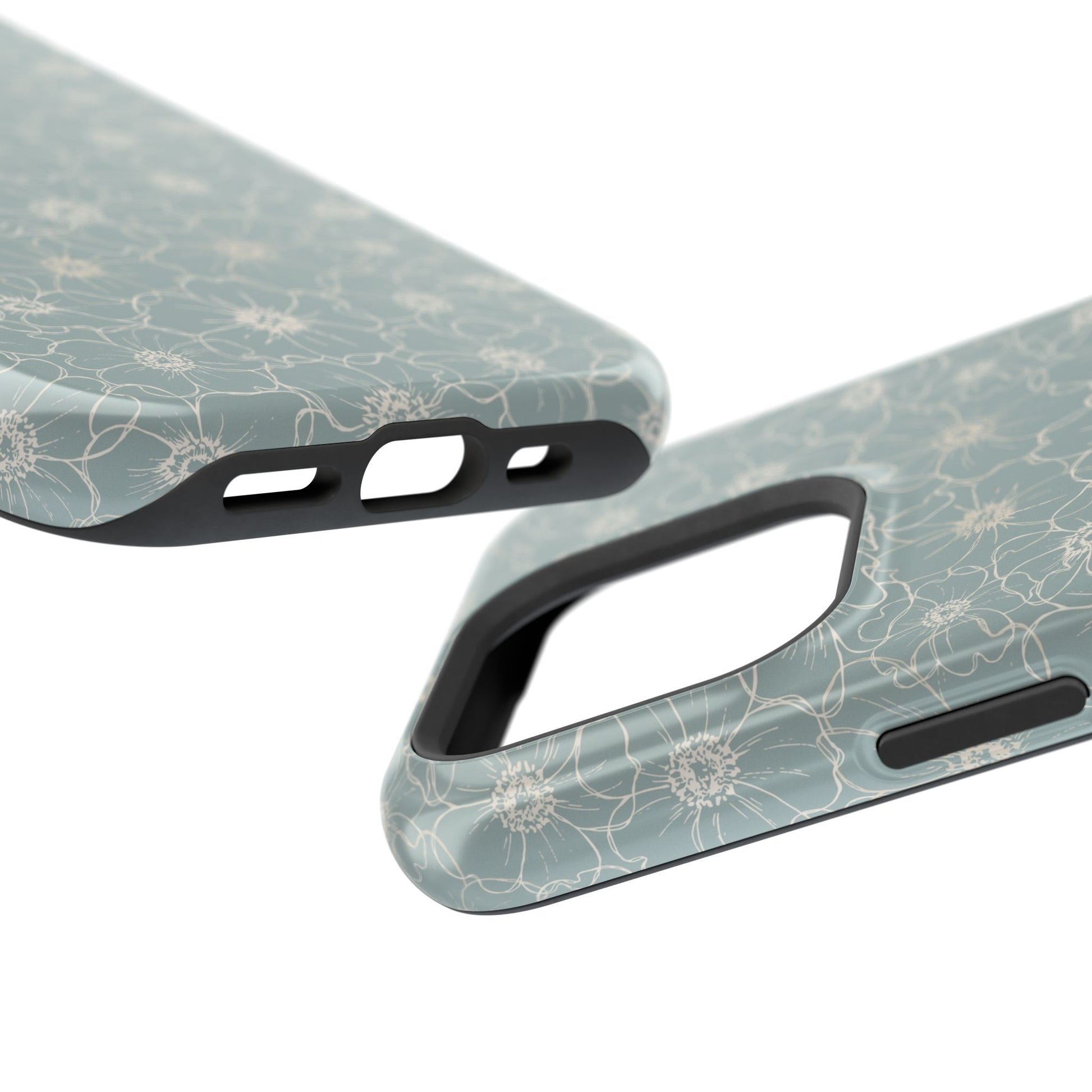 Minimalist Flower Silhouette, Old Blue-  Magsafe Phone Case