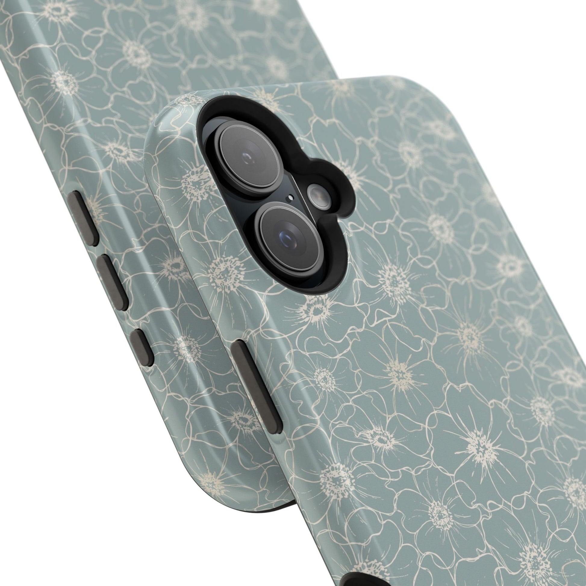 Minimalist Flower Silhouette, Old Blue-  Magsafe Phone Case