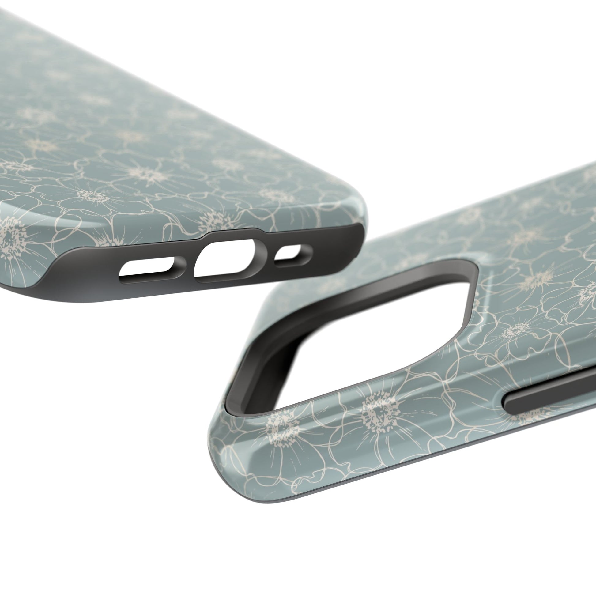 Minimalist Flower Silhouette, Old Blue-  Magsafe Phone Case