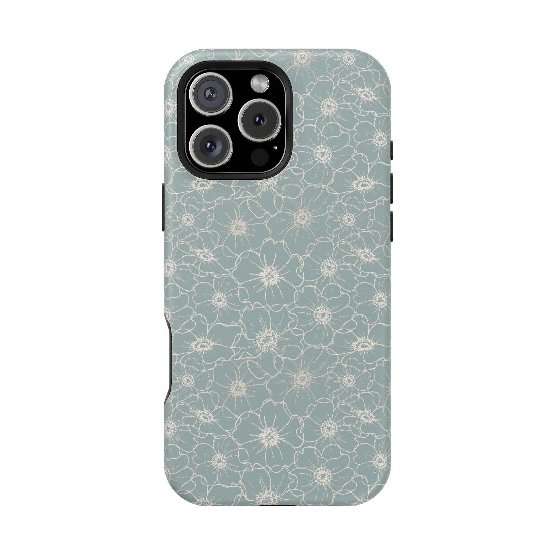Minimalist Flower Silhouette, Old Blue-  Magsafe Phone Case