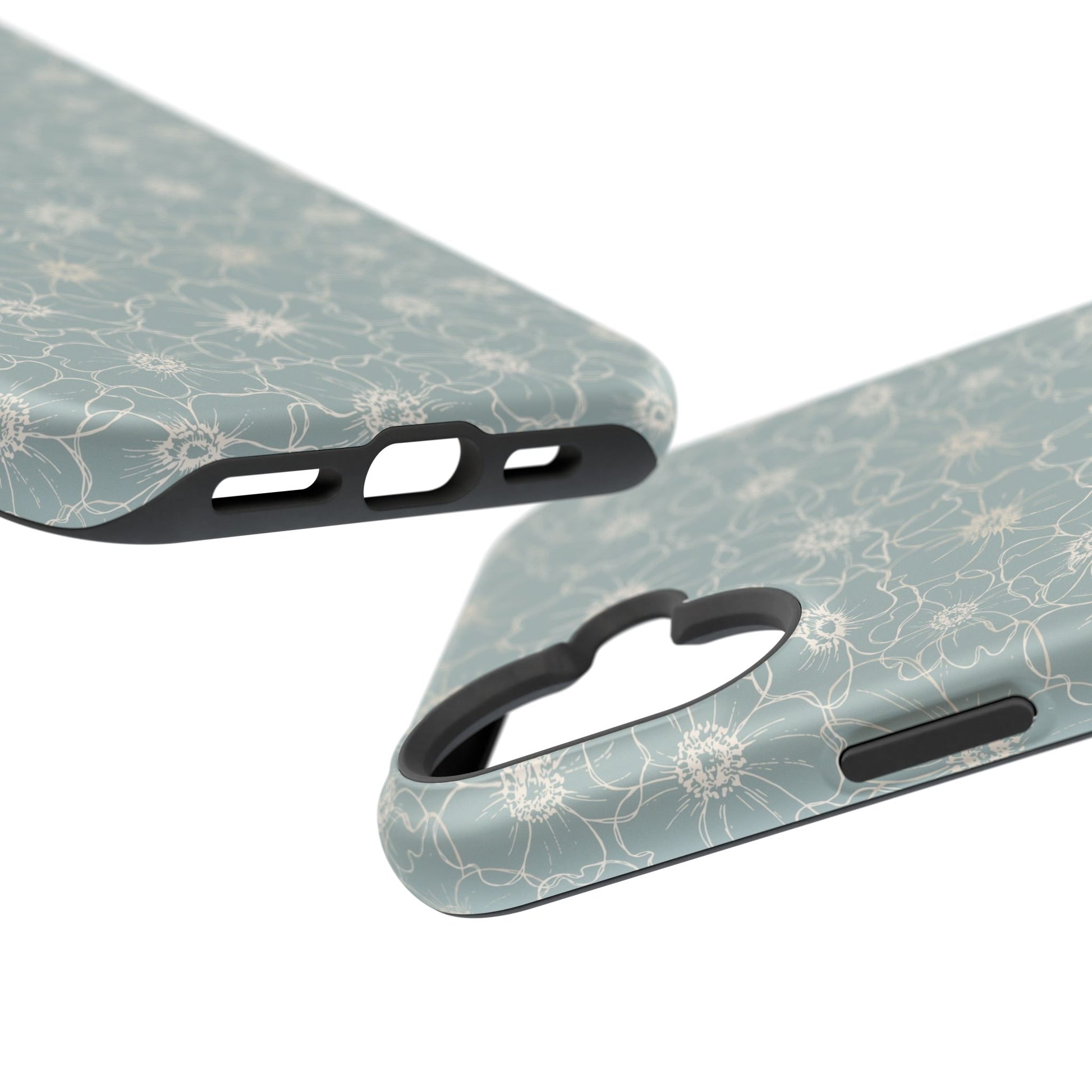 Minimalist Flower Silhouette, Old Blue-  Magsafe Phone Case