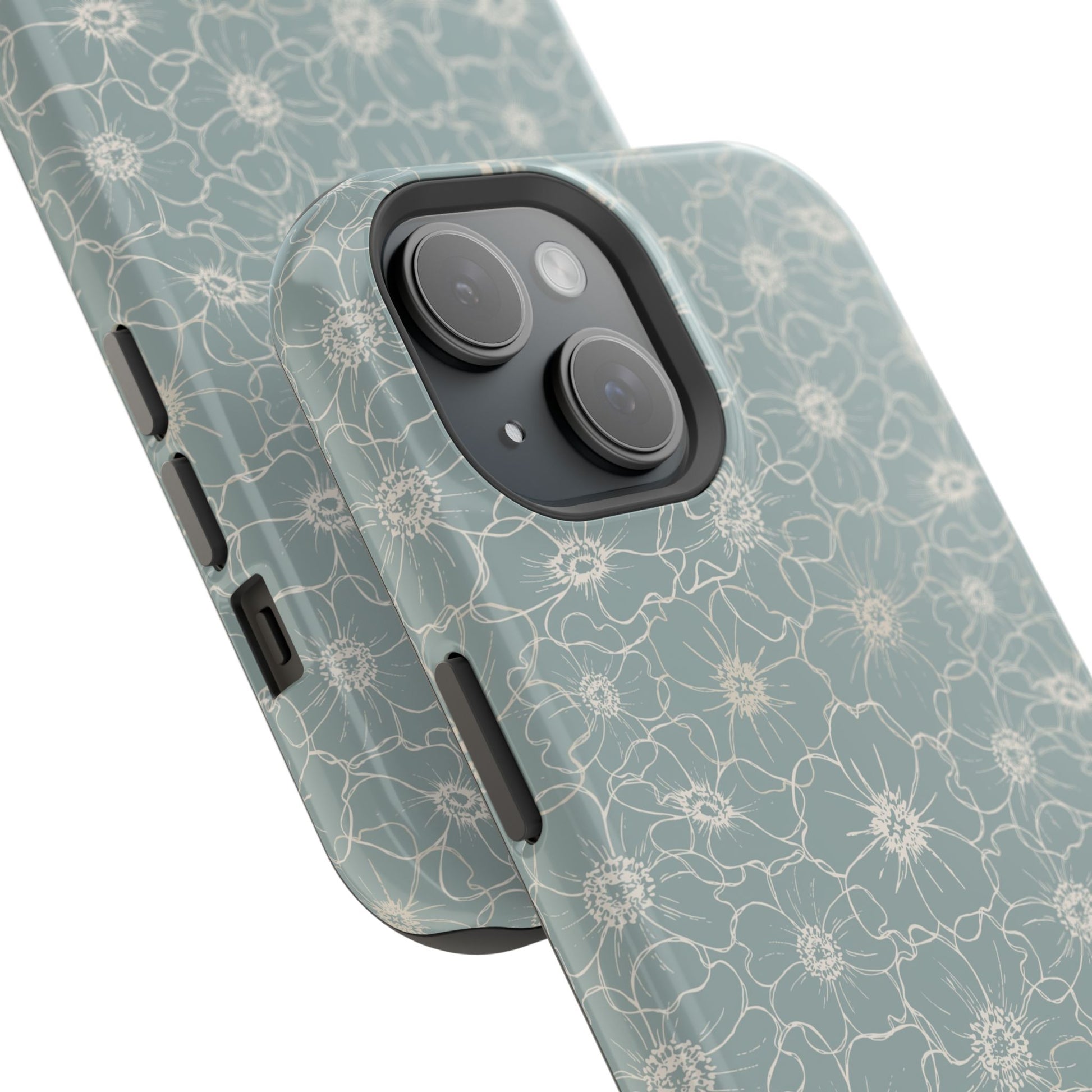 Minimalist Flower Silhouette, Old Blue-  Magsafe Phone Case